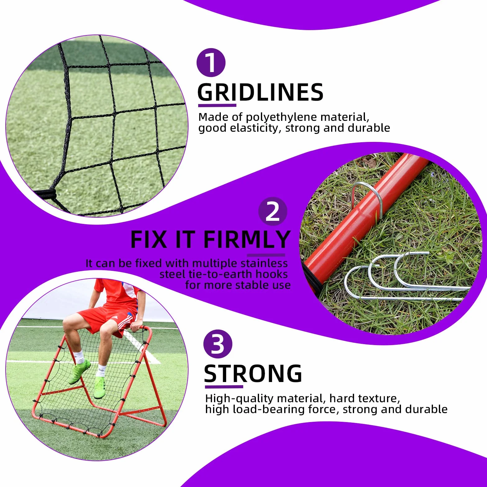 Swpeet Red de entrenamiento plegable con tubo grueso y kit de cuerda para práctica de fútbol en el patio trasero