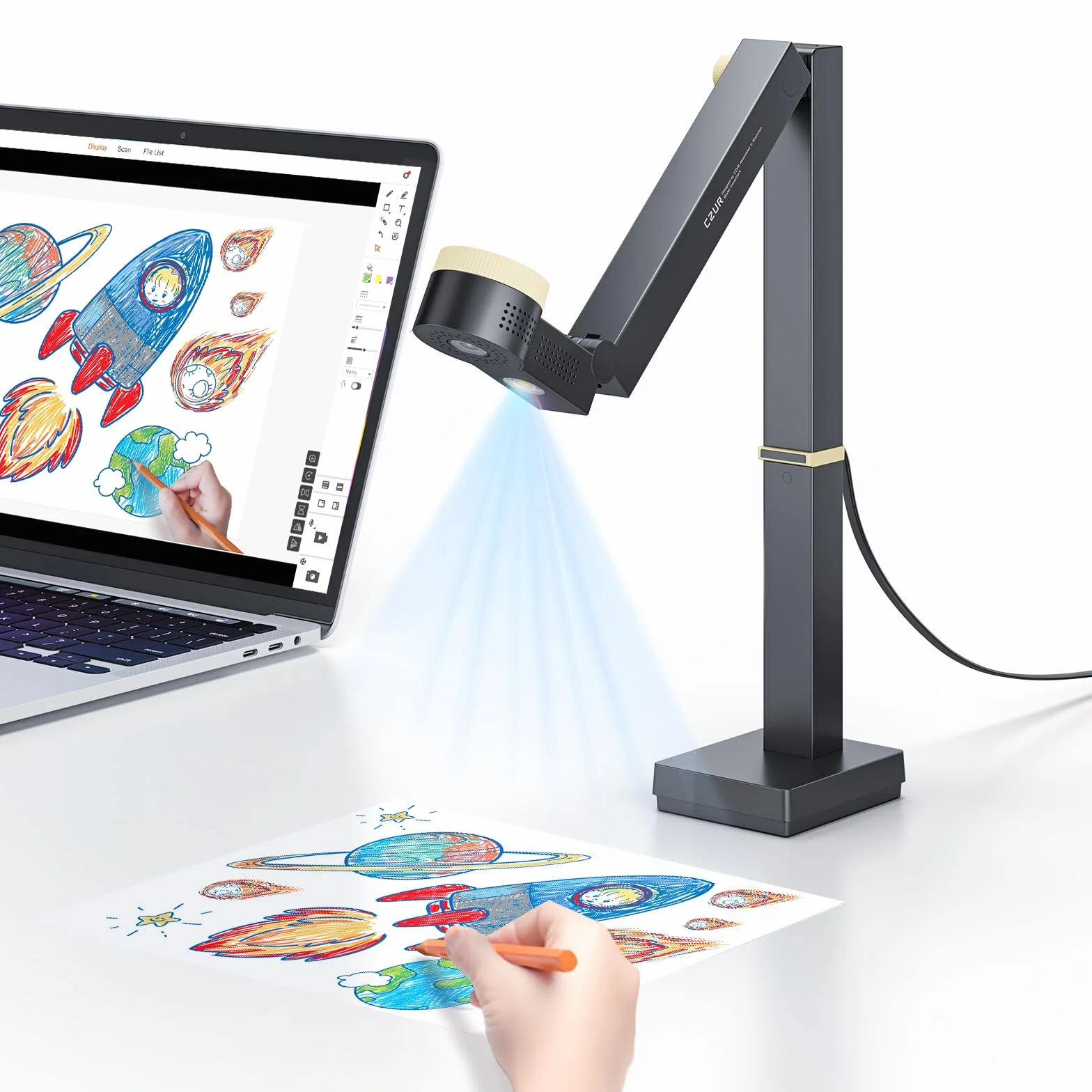 CZUR Fancy S Pro Cámara de Documentos 4K USB 12MP con Luz LED, Micrófono y Enfoque Automático 60 fps