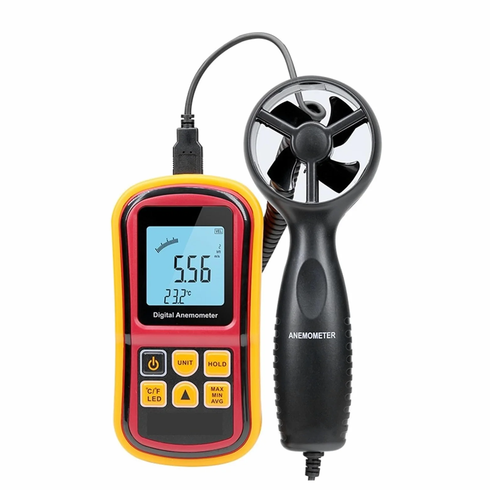 Anemómetro digital, Anemómetro Digital Medidor De Velocidad Del Viento Medida Temperatura Termómetro 45 M GM8901