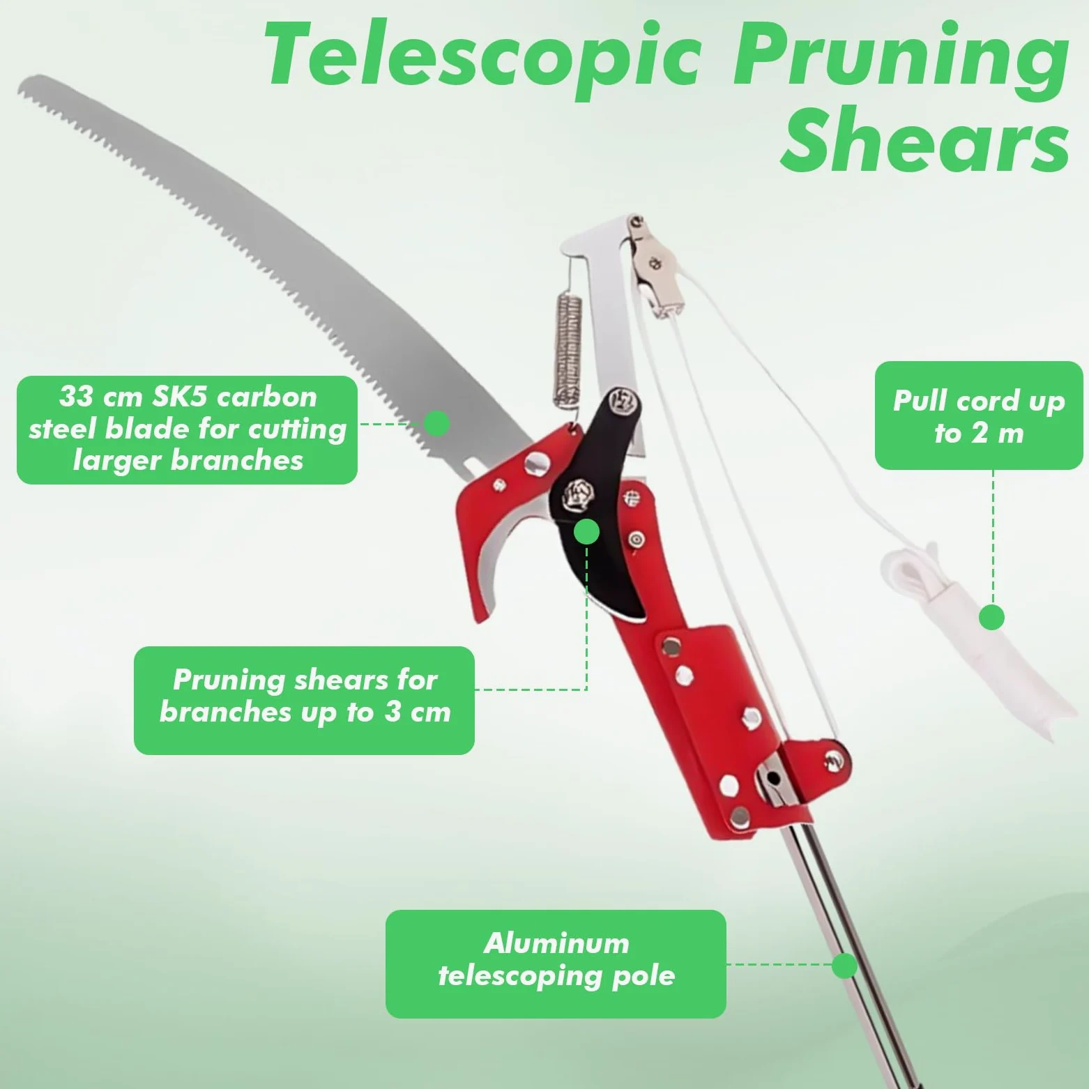 Sierra de podar telescópica 82-410 cm cortador de ramas manual para jardines