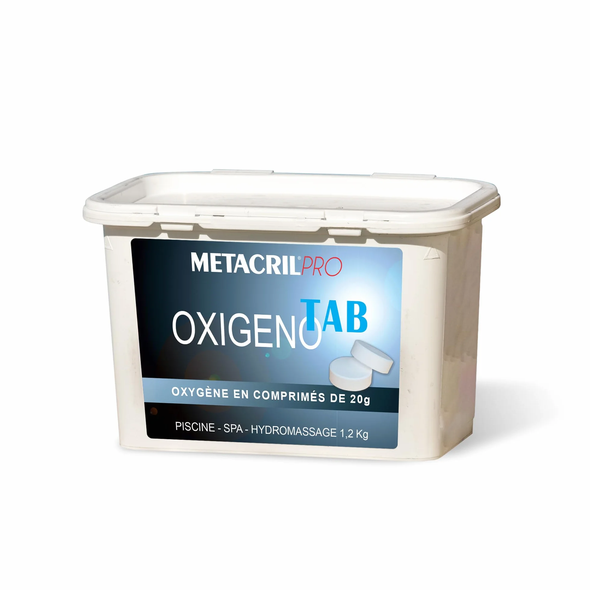Metacril Pro Oxigeno Tab, Oxígeno Activo, Tableta de 20 g, sin Cloro, para Piscinas o spas de hidromasaje - 1,2 KG