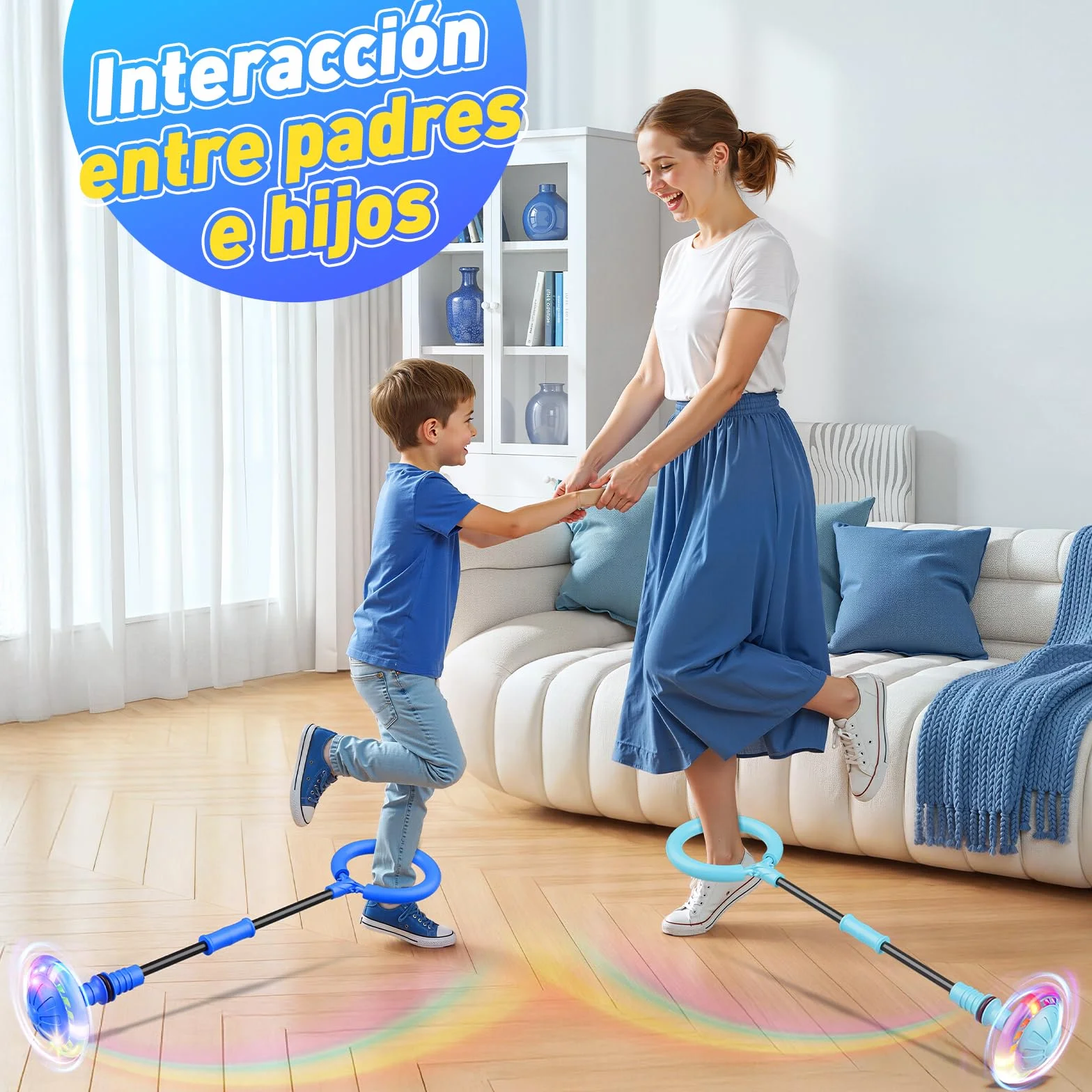 Springring Pedestal para niños con contador, temporizador, contador de calorías, juguete deportivo para niñas 6-12 años (Azul)
