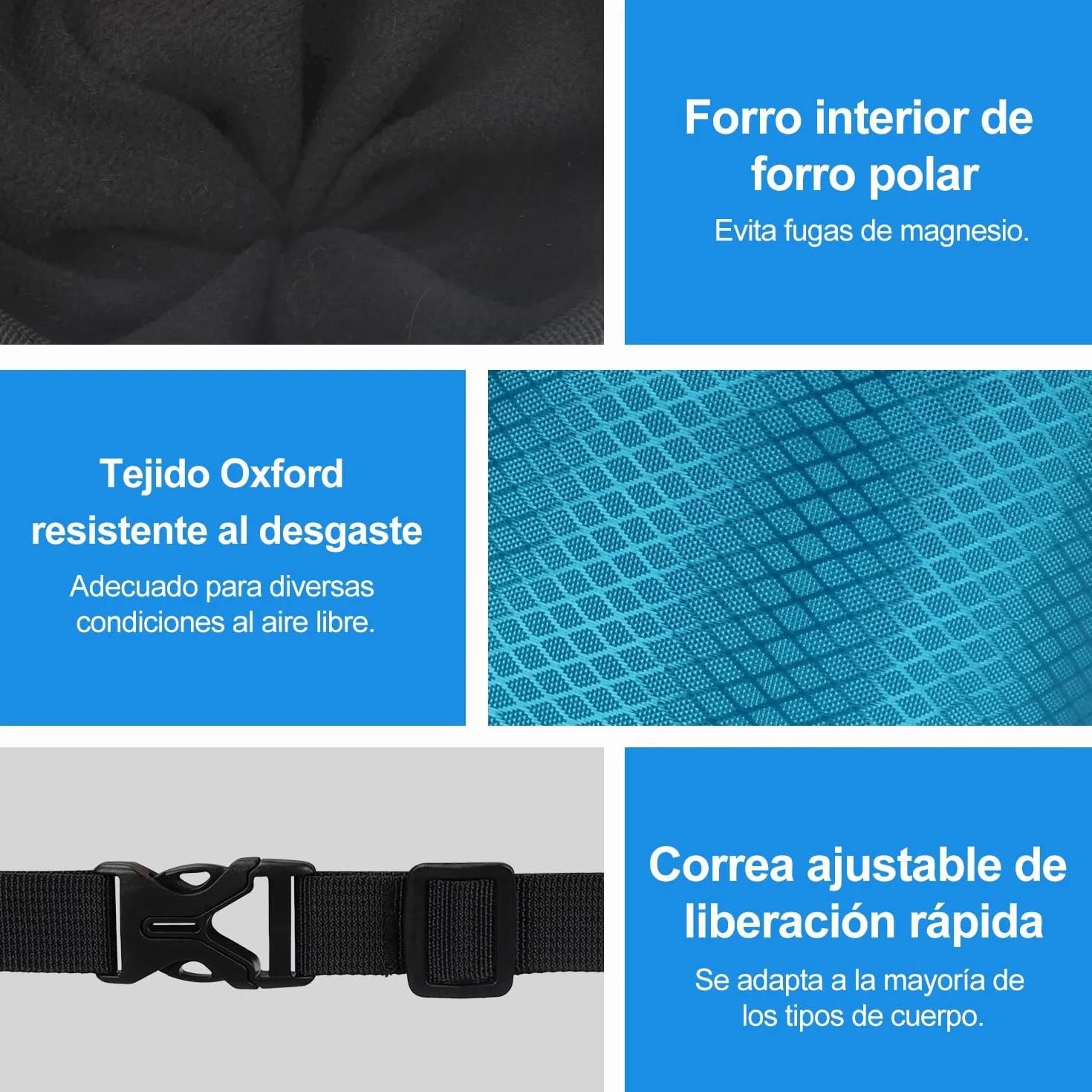 Supregear Bolsa de Magnesio para Escalada en Roca, Bolsillo Grande con Cremallera, Cierre de Cordón y Mosquetón