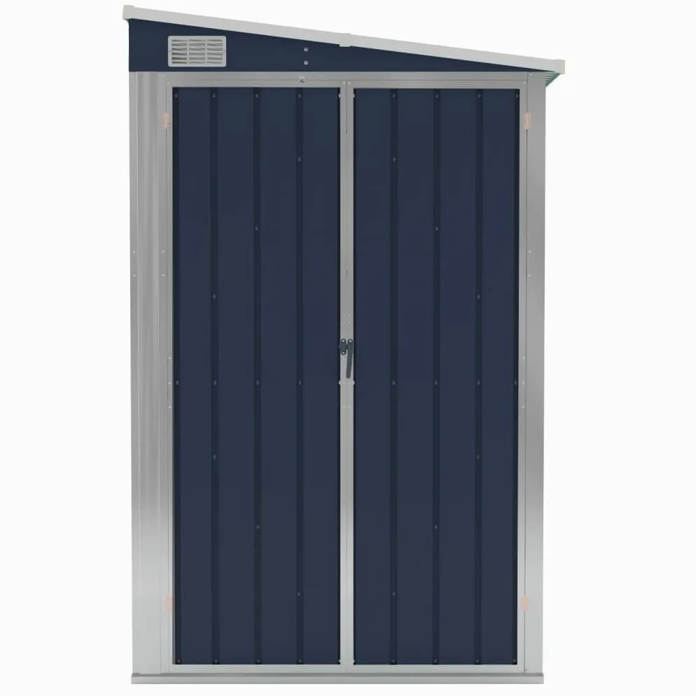 vidaXL Cobertizo para montaje en pared, acero galvanizado y metal, almacenamiento de jardín para herramientas, muebles, equipo, antracita, duradero, resistente a la intemperie y seguro