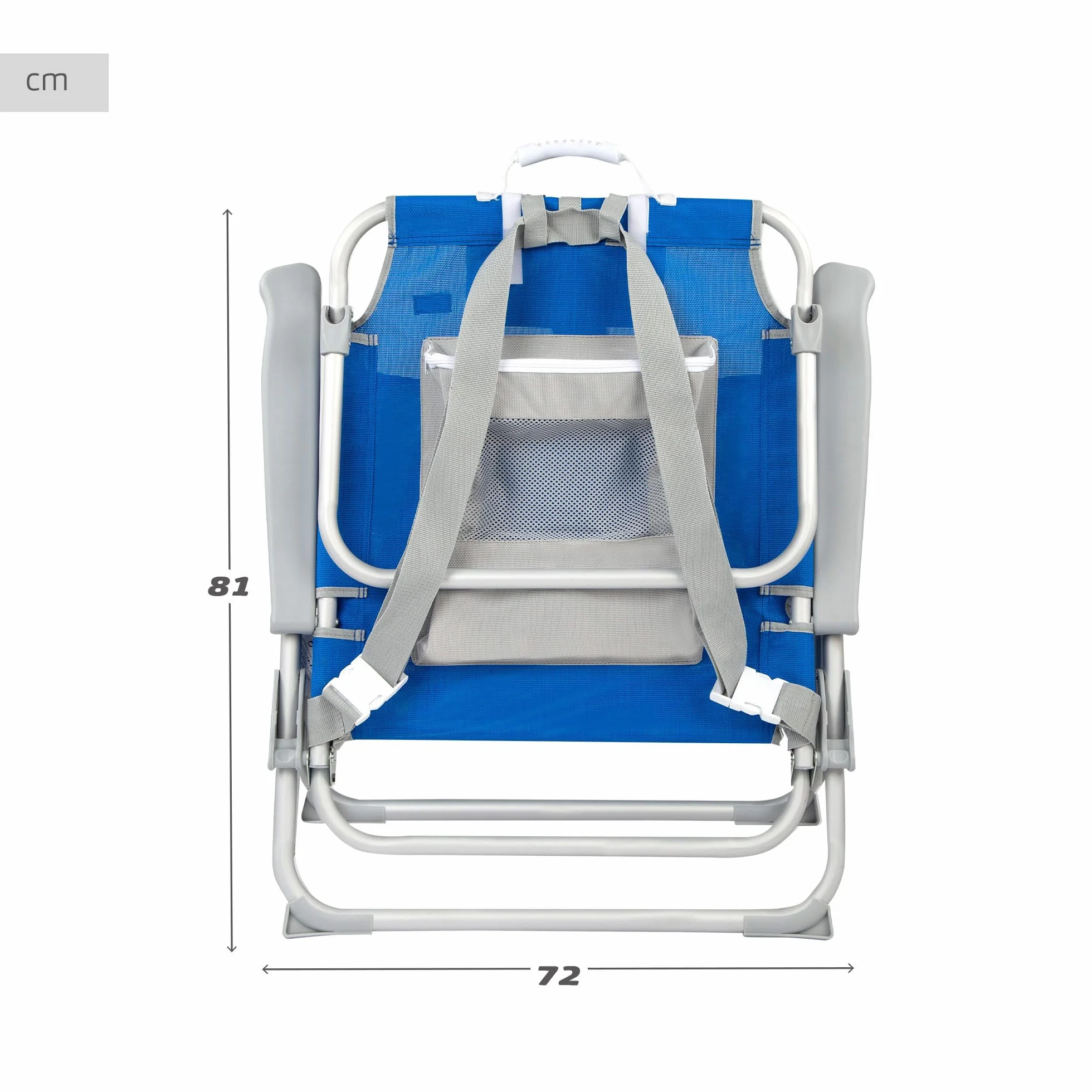 Aktive 62633 - Silla playa plegable y reclinable 5 posiciones, Silla portátil plegable 55x67,5x86cm, Incluye cojín, 1 bolsillo, 1 bolsa con cremallera y topes antivuelco, Sillas de playa