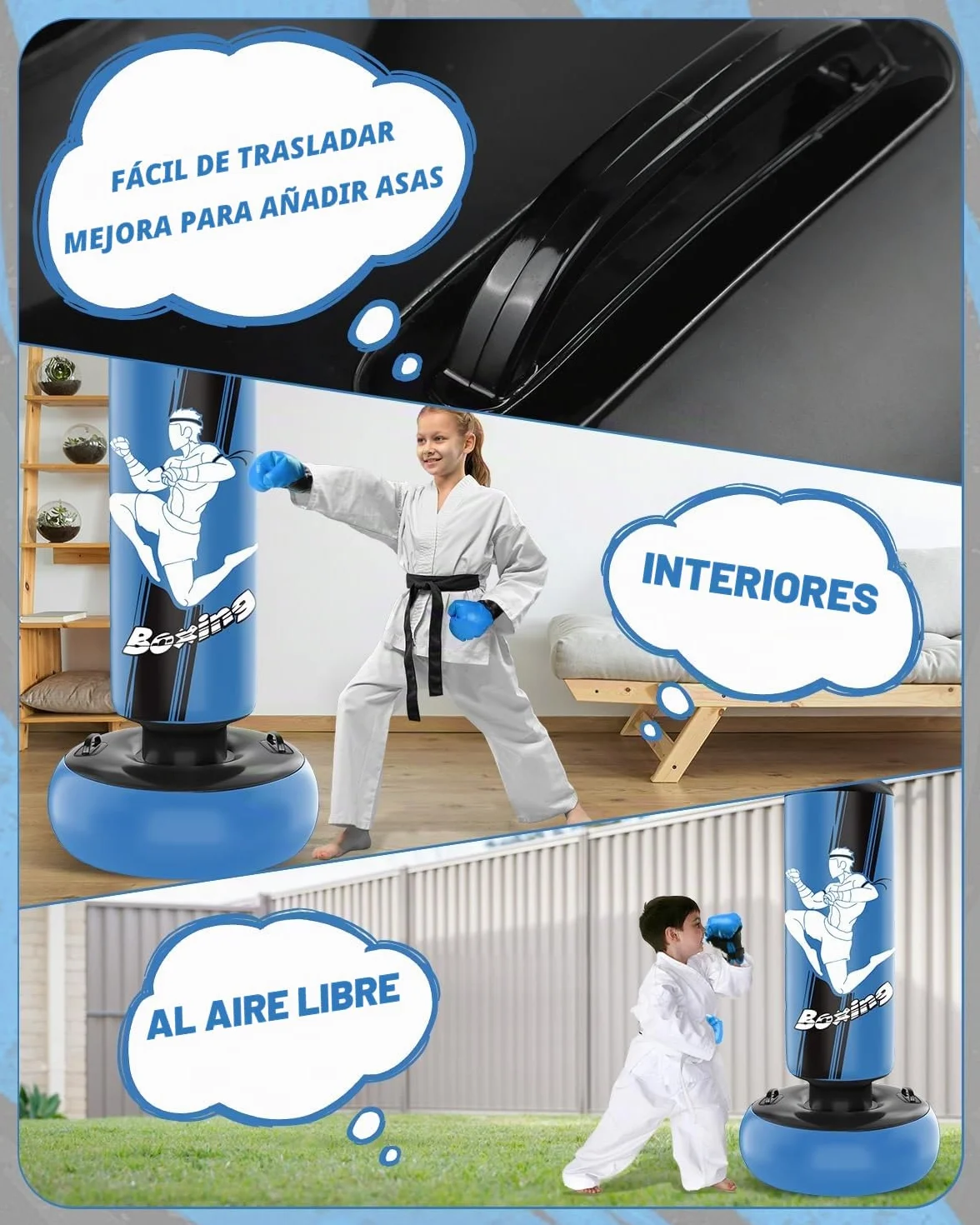 Saco de Boxeo Niños con Guantes 160cm Ninja para MMA Karate Taekwondo