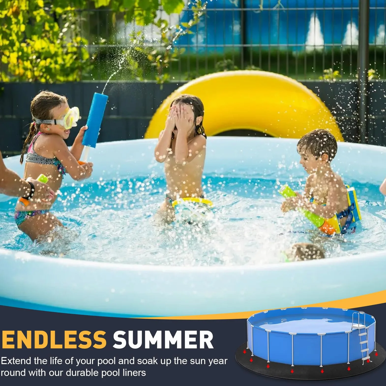 Lona Protección Piscina 5M Revestimiento Redonda Suelo Fieltro Térmica Aislante