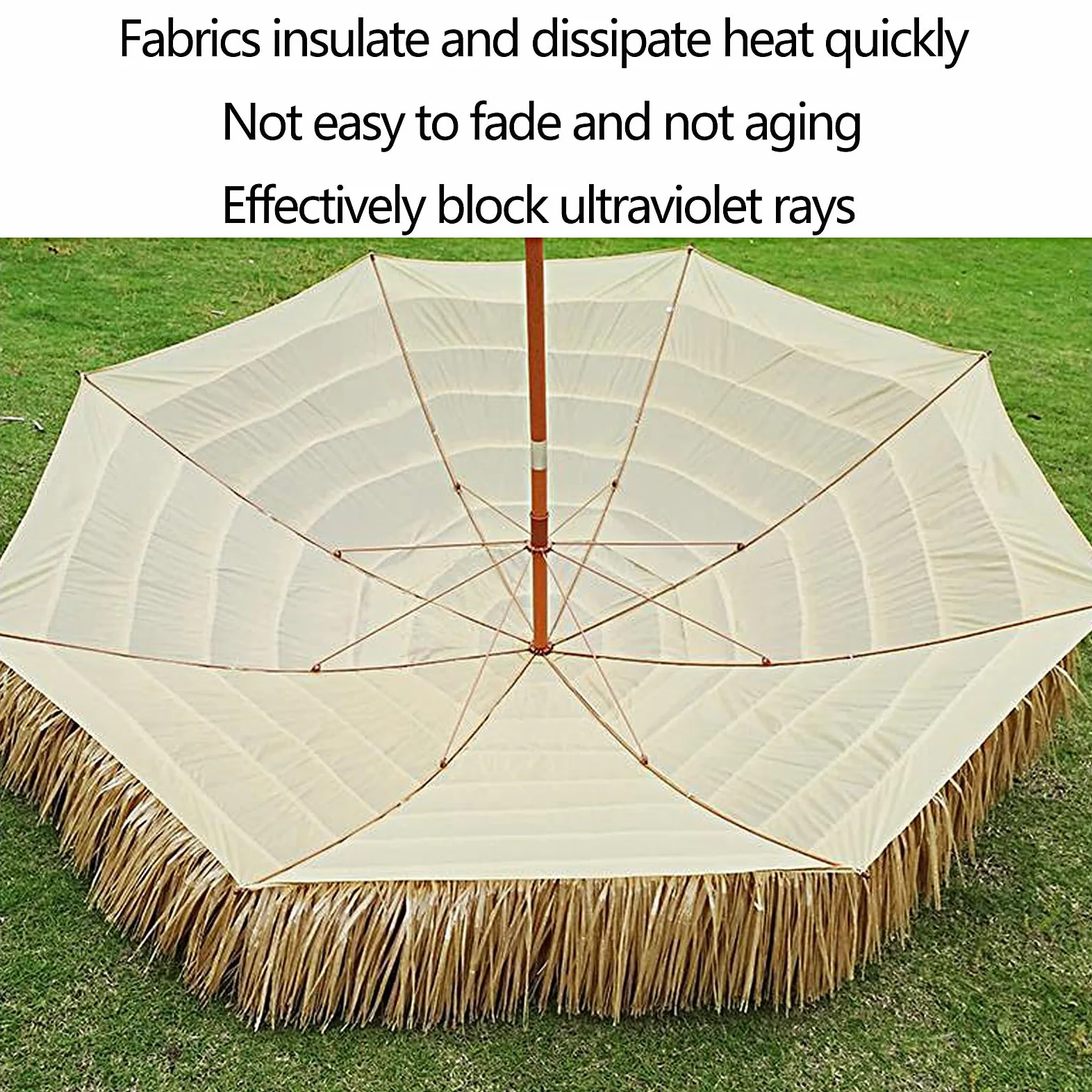 Sombrillas de Playa Antiviento Parasol de Simulación de Paja para Piscina Exterior Balcones Jardines Hoteles Playas Color Natural(Color:Natural A)