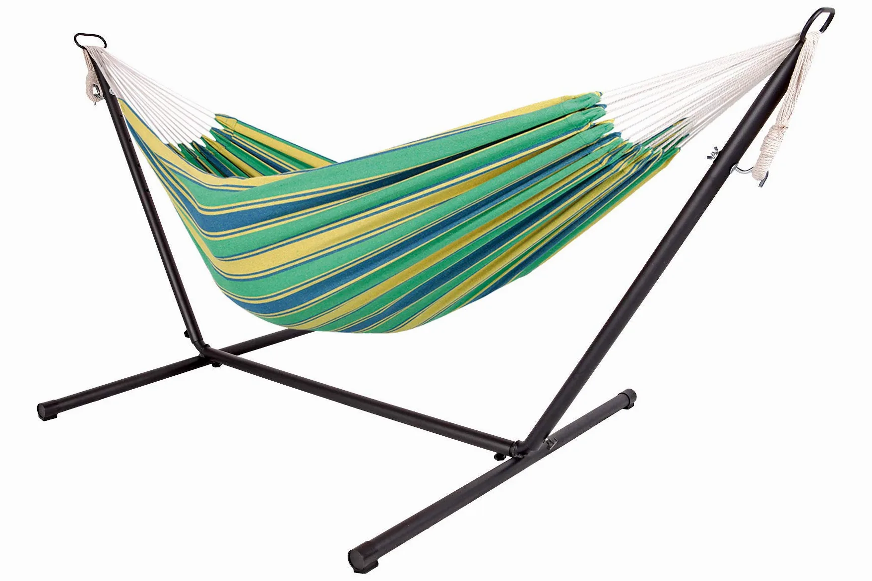 Spetebo Hamaca doble para exteriores con estructura – 285 x 120 x 110 cm – hamaca para 2 personas – soporta hasta 150 kg (Jungle Stripe)