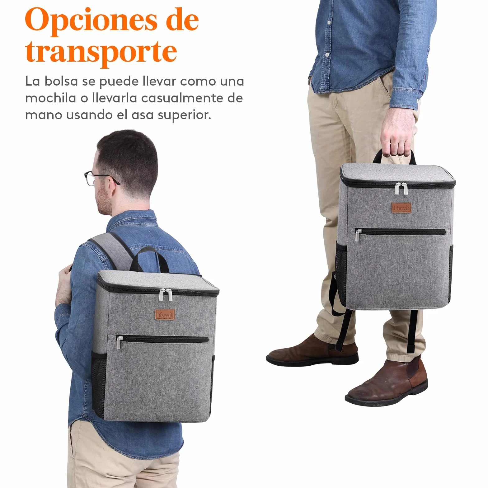 Lifewit Mochila Nevera 24L (30 Latas), Mochilas Neveras Portatil Isotermica, Bolsa Termica Porta Alimentos Impermeable, Cooler Bag para Playa, Picnic, Camping, Viaje, Trabajo, Gris