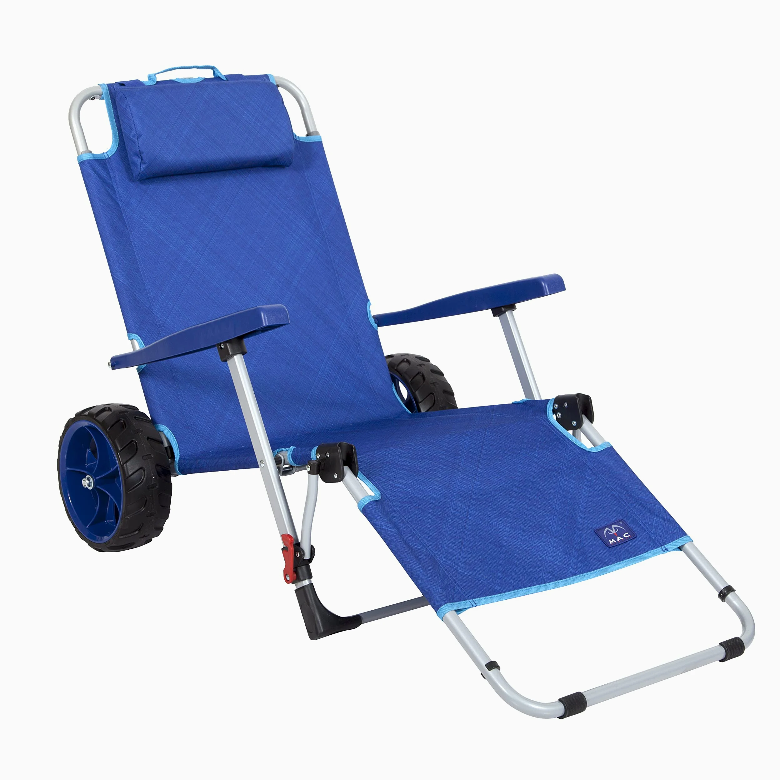 MacSports Con combinación de Carrito Integrado de Carrito, plástico de poliéster de Aluminio, Azul, Tumbona con Cerradura
