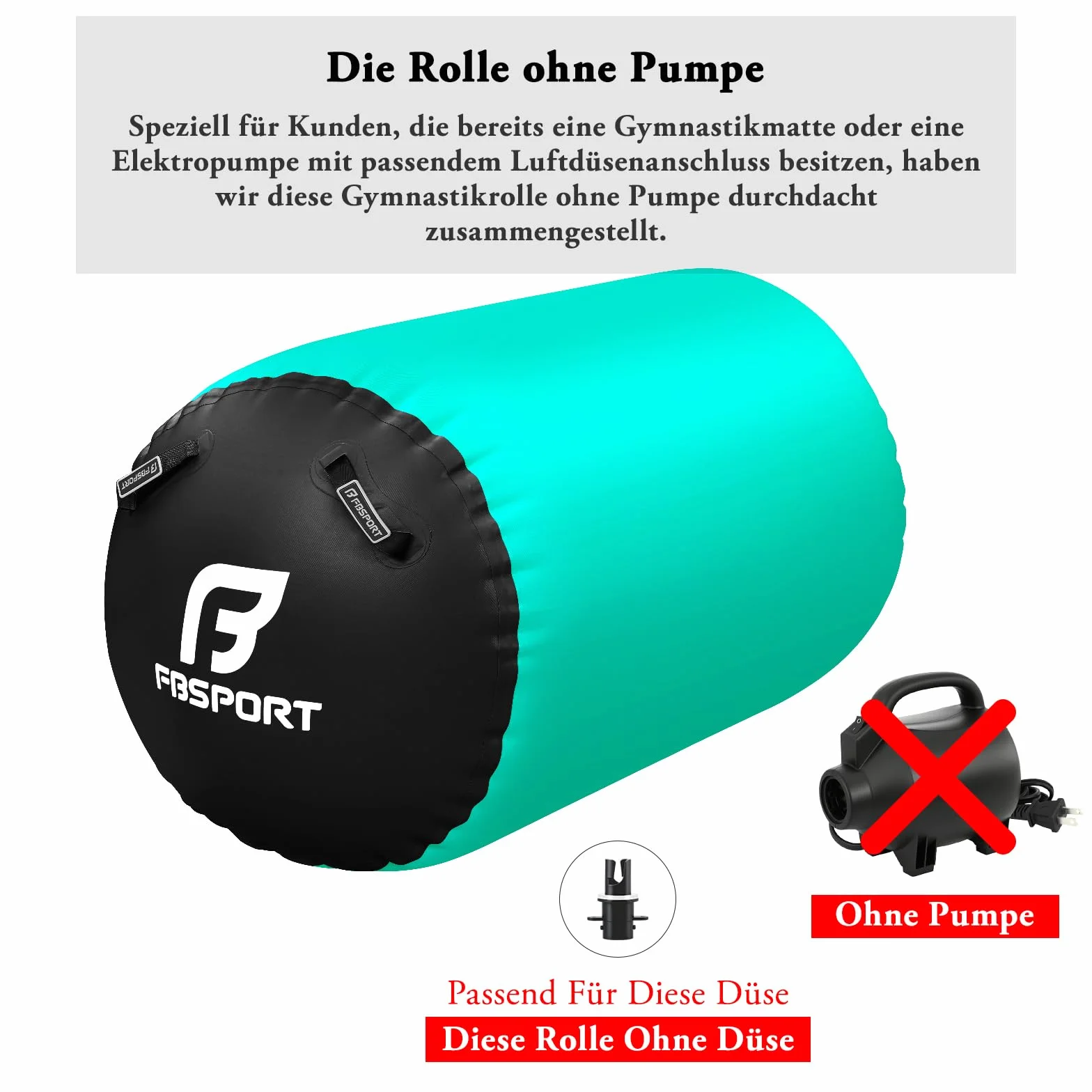 FBSPORT Air Roller 100x60 cm Yoga Gymnastik Zylinder Gym Air Barrel Tumbling Track Sportmatte