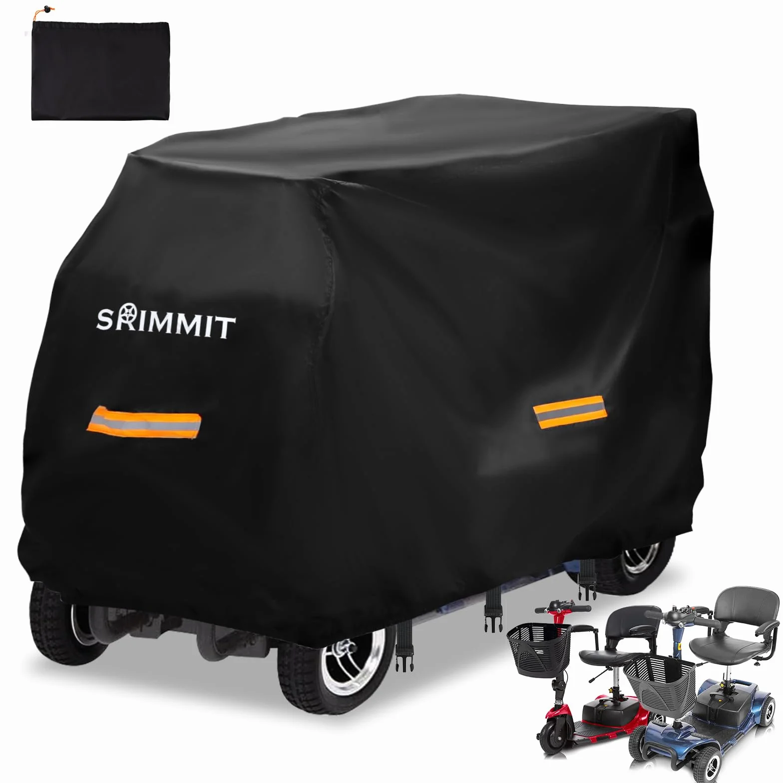 Funda de Almacenamiento para Scooter de Movilidad, Tela Oxford 420D, Impermeable, Anti-UV, con Tiras Reflectantes