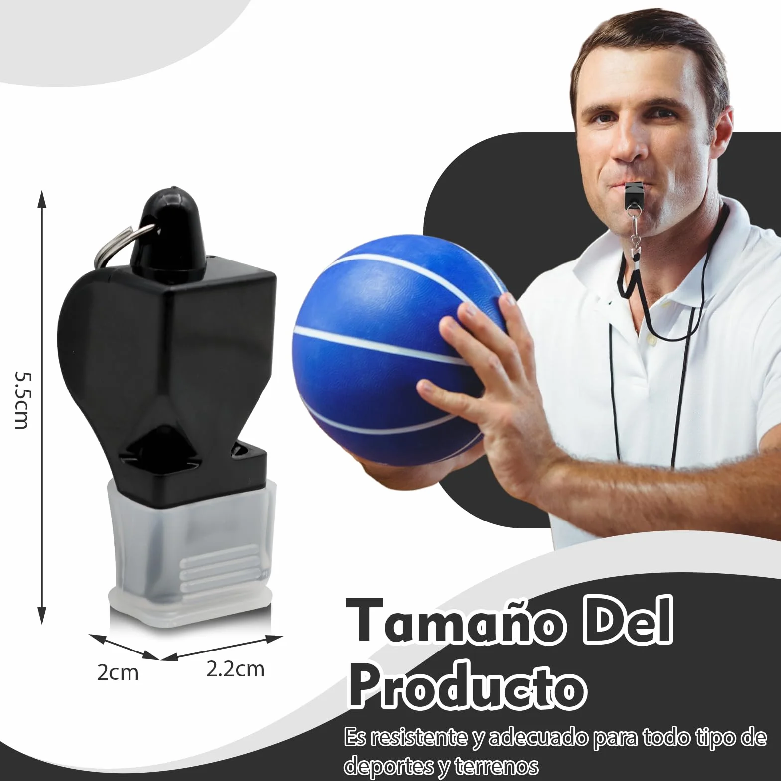 VEGCOO Silbato Arbitro Profesional de Plástico con Cuerda y Caja para Fútbol Baloncesto