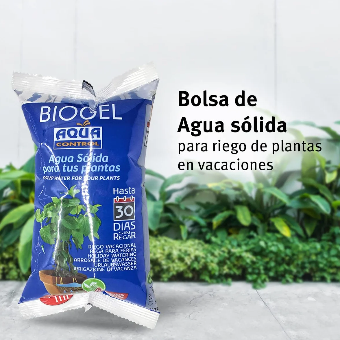 Aqua Control Biogel C2140, Agua Sólida para Tus Plantas, Ideal para Riego en Vacaciones, hasta 30 Días sin Regar, 400 ml