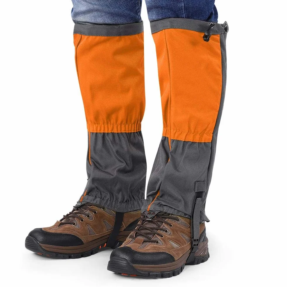 Dilwe Polainas Impermeables a Prueba de Viento para Senderismo Caminar Acampar Escalar Cazar Pescar Naranja
