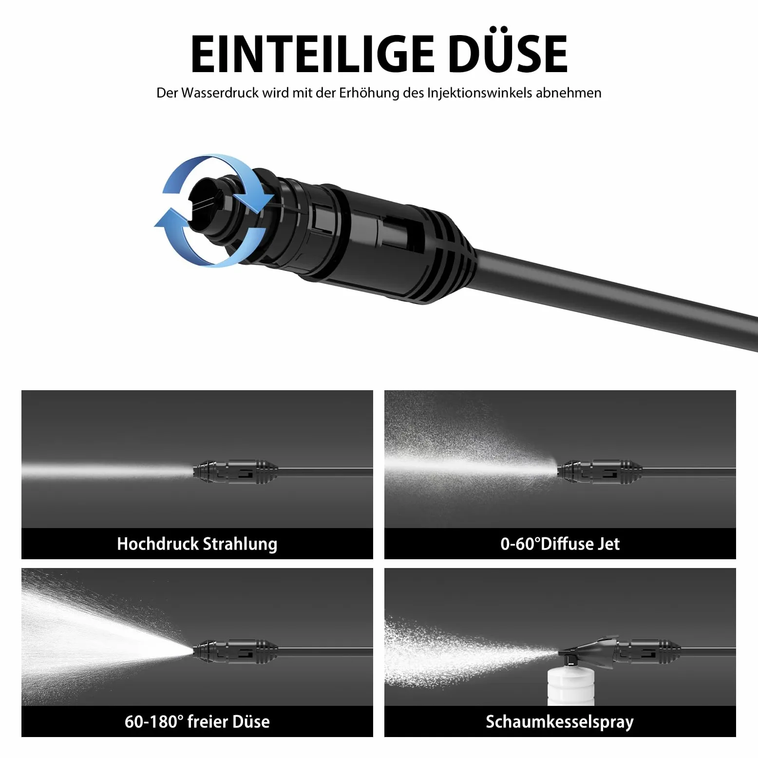 Limpiador de alta presión de 1100 W, 55 bares, limpiador de fachadas, limpiador de terrazas, 300 L/H, Comact y ligero, cable de 5,5 m, manguera de salida de 7 m, conexión rápida