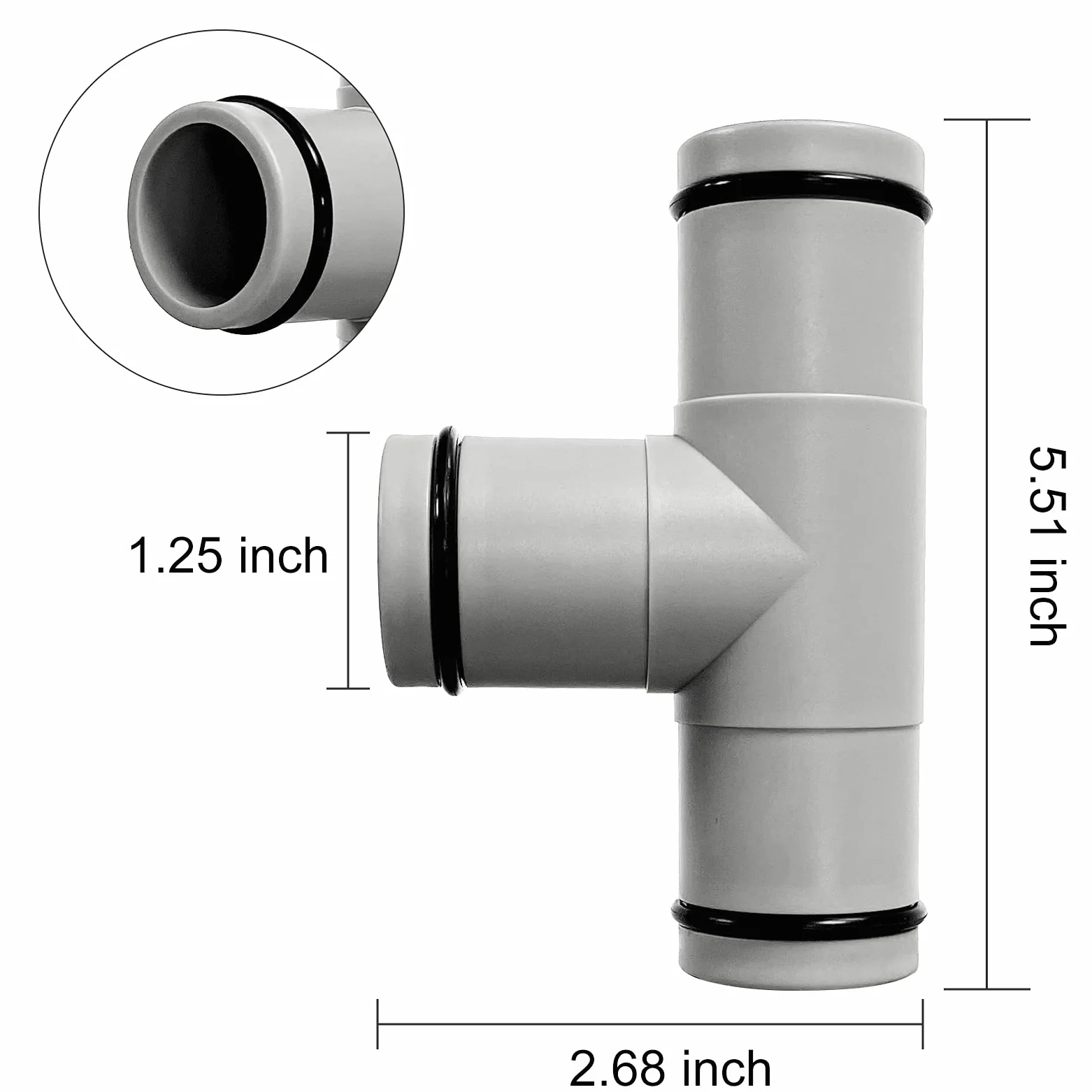 Adaptador de manguera de repuesto para bomba de piscina de 3,25 cm de diámetro, junta en T, gris (3 interfaces)