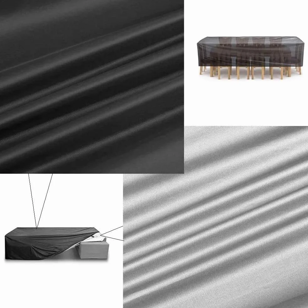390x330x120cm/Largo x Ancho x Alto Fundas Mesas Exteriores para Terraza,Fundas para Muebles de jardín,420D Oxford, Impermeable y Anti-UV Negro Cubierta de Muebles,Rectangular