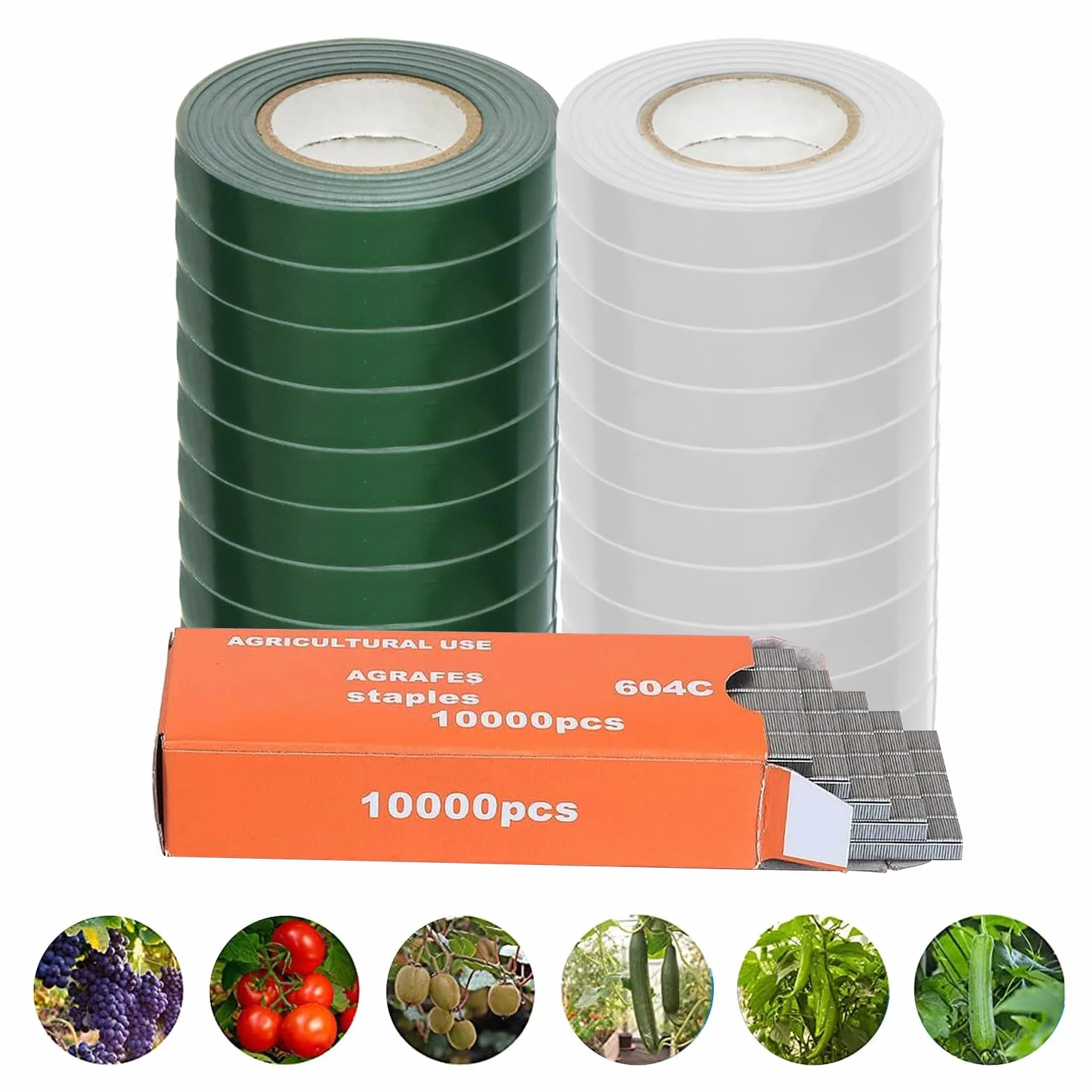 10 Rollos Maquina para Atar Plantas,para Maquina para Atar,Herramienta de Cinta de Jardín para Atar Ramas de Plantas, para Viñedo Pepino Fruta Flores Vegetales