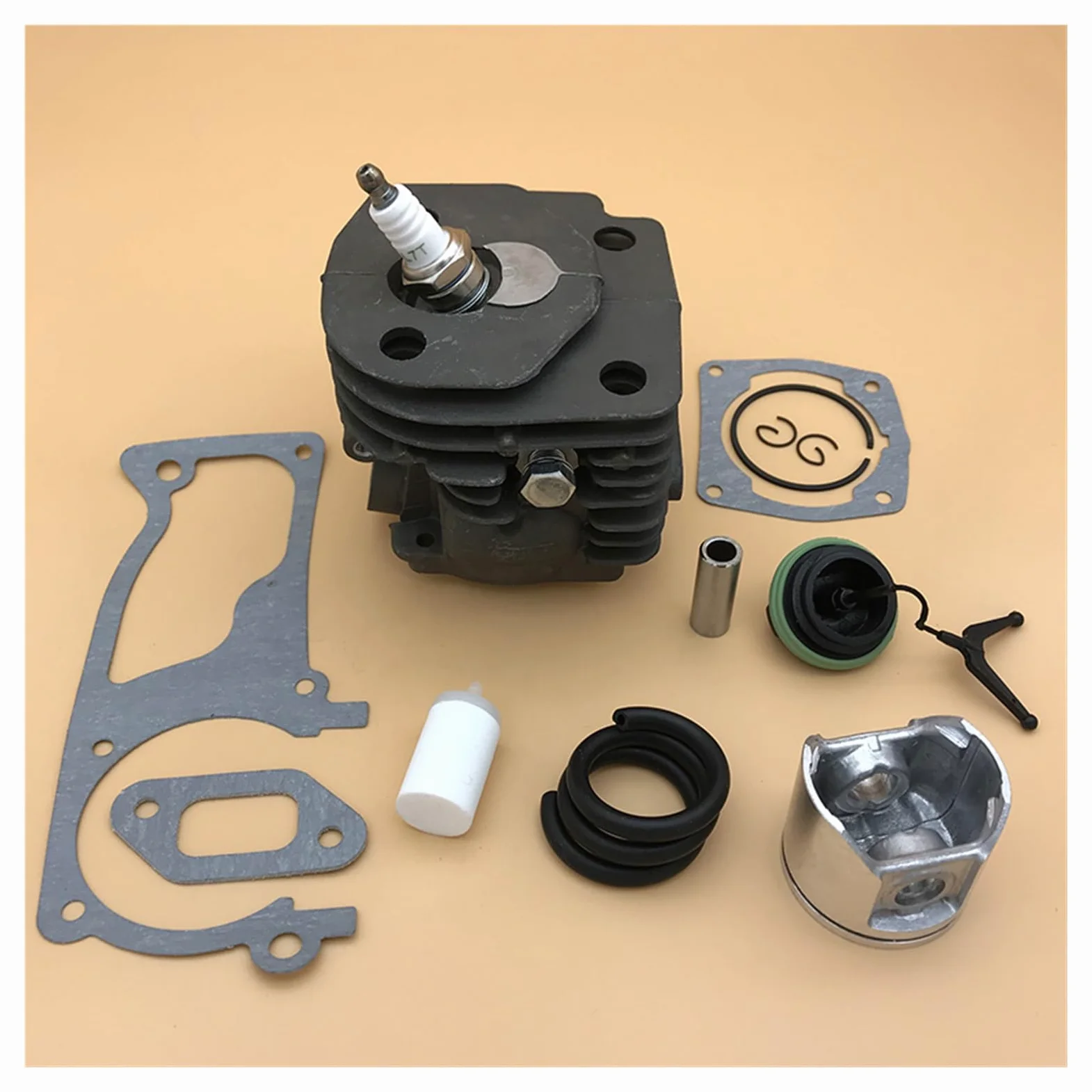 Kit de filtro de combustible de bujía de pistón de cilindro de 47mm for HUSQVARNA 359 357 XP 357XP piezas de Motor de motosierra de gasolina 537 15 73-02