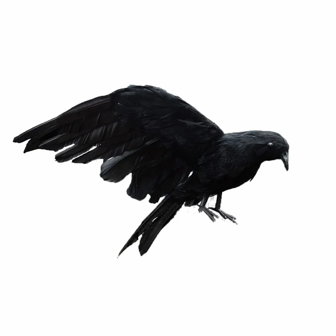 Halloween Negro Gran Cuervo Realista Hecho a Mano Emplumado Al Aire Libre Hogar Jardín Decoraciones Pájaros Fiesta Prop (15 cm)