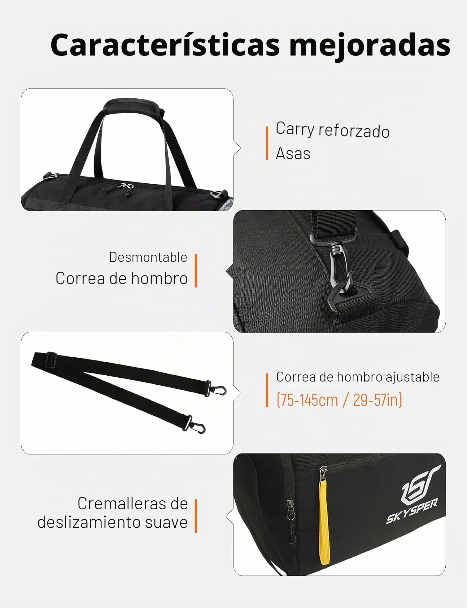 SKYSPER Bolsa Deporte 30L, Bolsa Gimnasio Separación Seca Húmeda Viaje Hombre Mujer