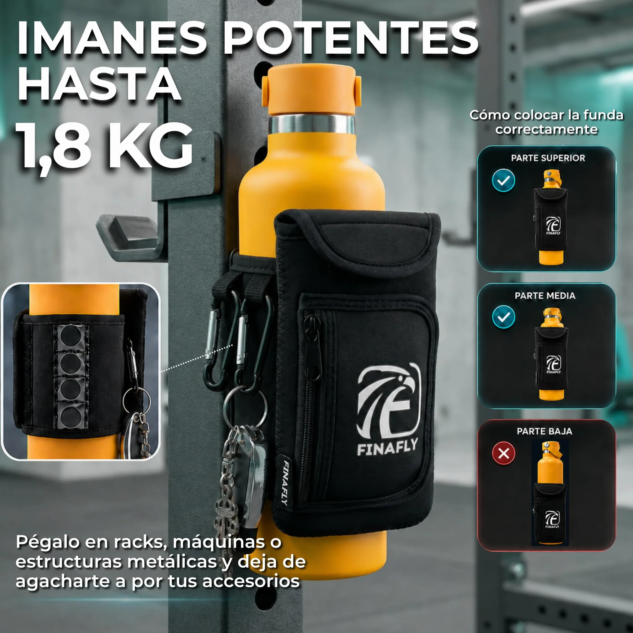 Bolsa Magnética Gym Mochila con Imán Reforzado Accesorios Hombre Mujer