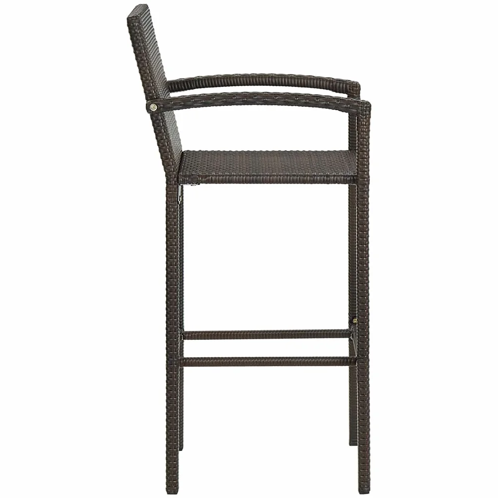 vidaXL Conjunto de Bar para Jardín 3 Piezas Mesa Silla Asiento Patio Terraza Balcón Barra Bistró Muebles Mobiliario Ratán Sintético Marrón