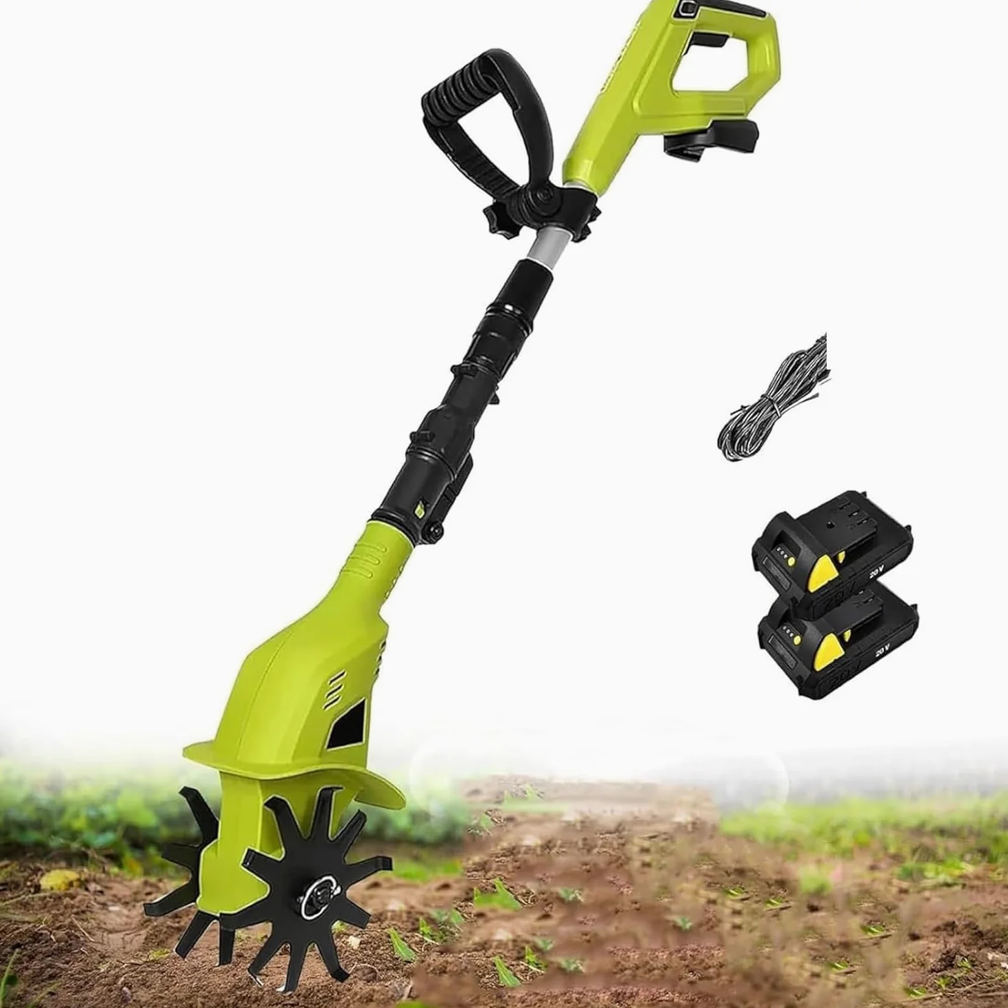 Rotavator de jardín eléctrico,Cultivador de cultivador eléctrico inalámbrico,Escarificadores de Suelo para césped,Ancho de labranza de 10 cm