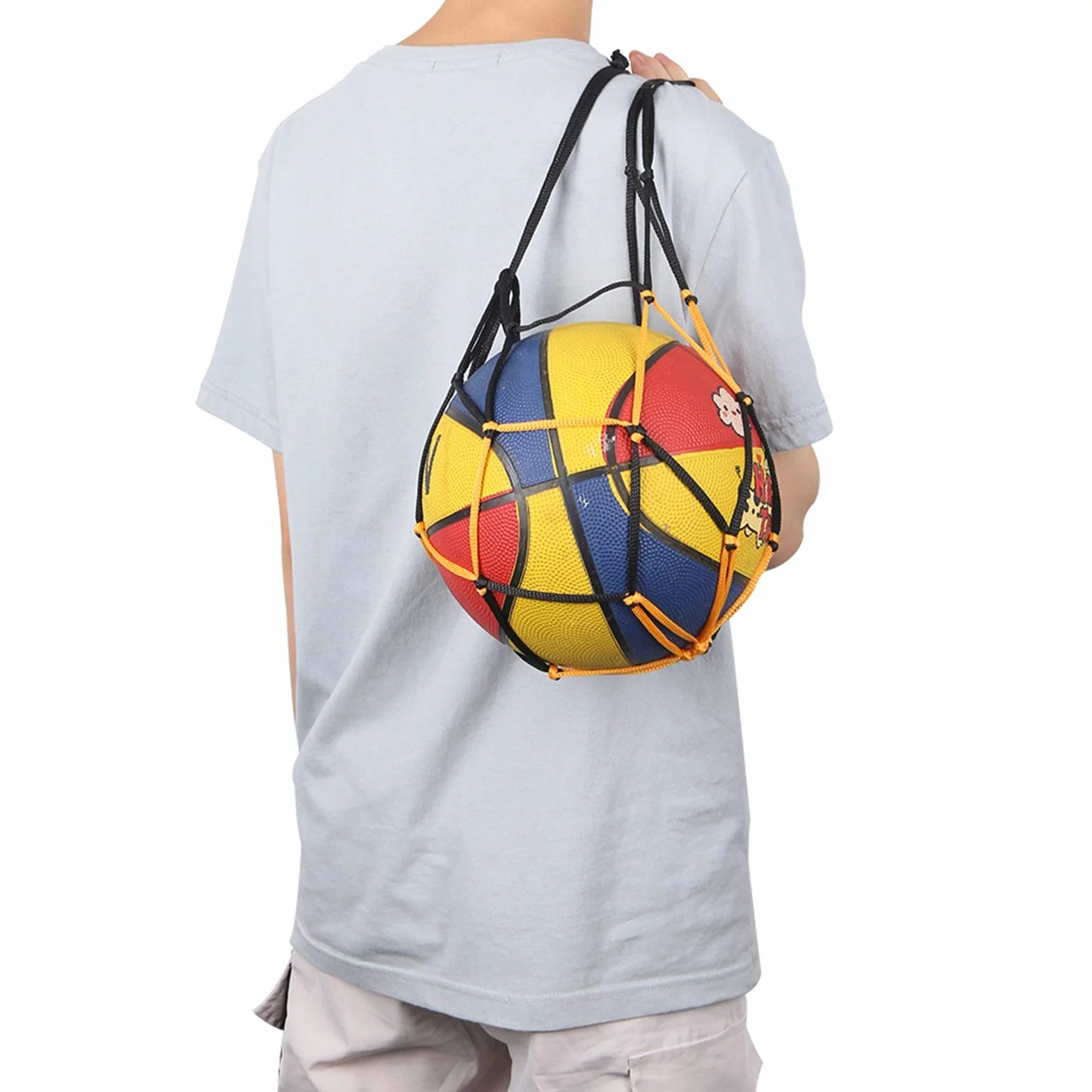 Bolsa de almacenamiento de baloncesto voleibol fútbol malla cordón multi bolas 2 tamaños