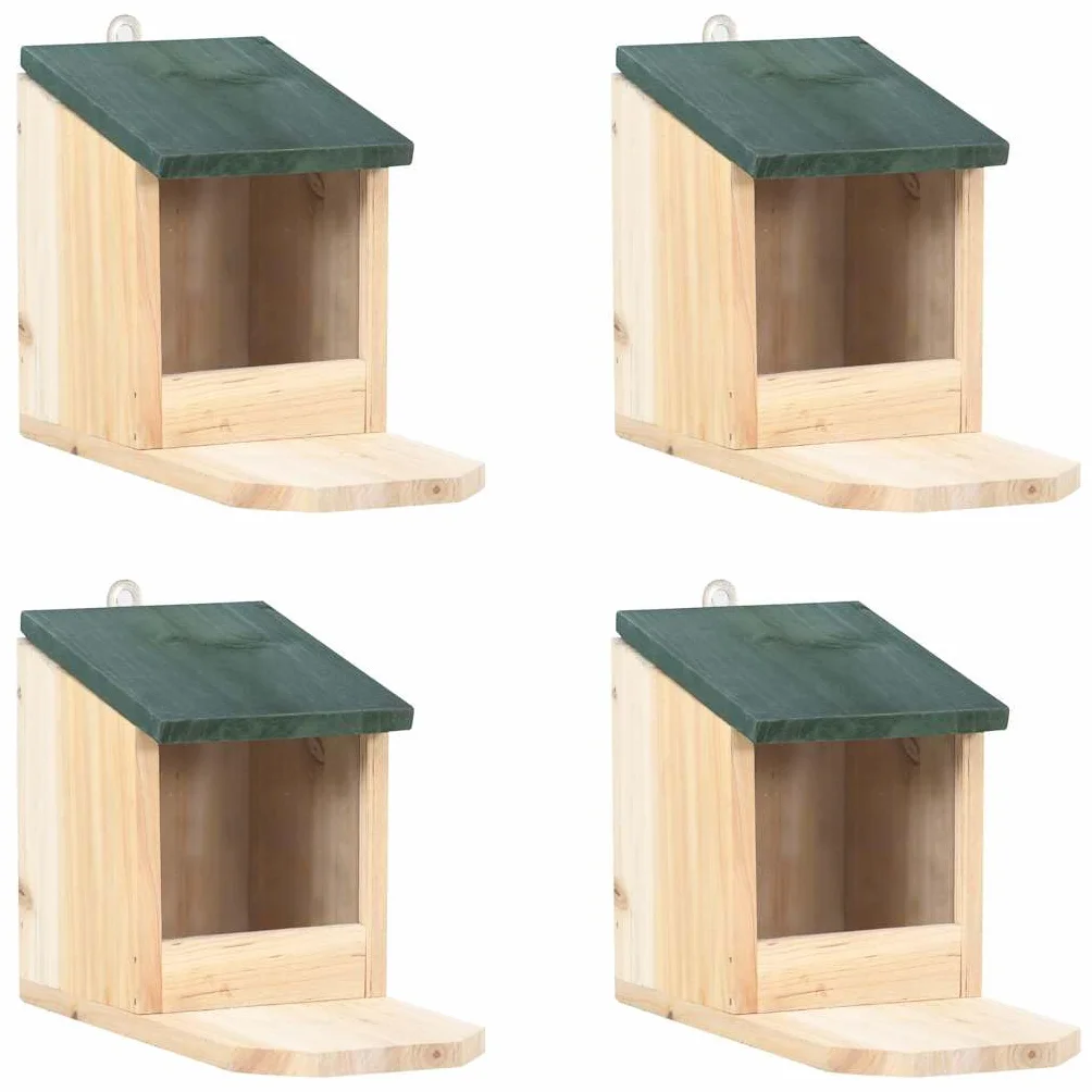 vidaXL 4X Madera de Abeto Casas de Ardilla Animales Pequeños Estación Comida Alimentación Comedero Balcón Jardín Patio Terraza Decoración