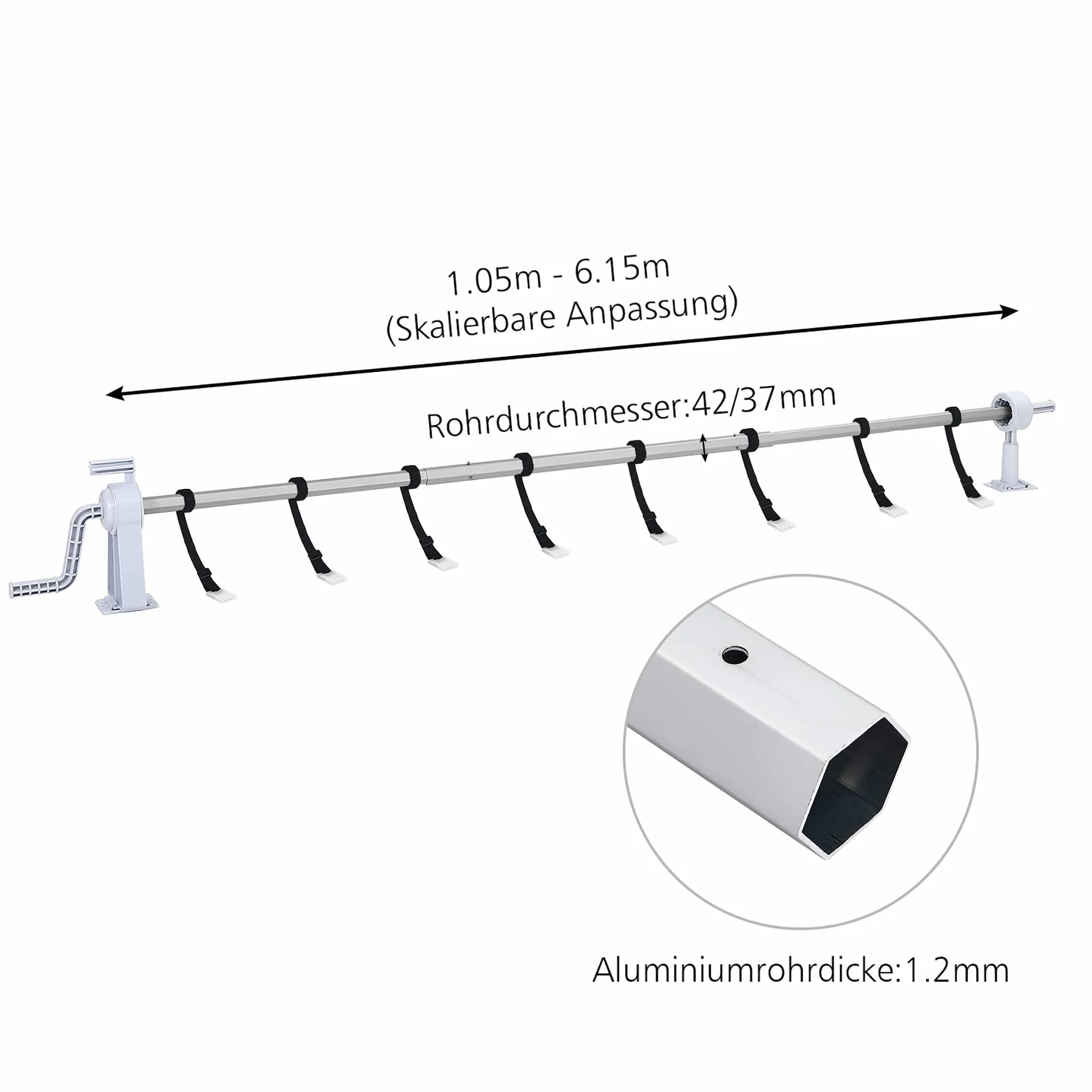 NAIZY Sistema de Enrollado para Piscina 1,05 m - 6,15 m Enrollador de Piscina Dispositivo Enrollable móvil Que Incluye 8 Clips Enrollable de Piscina para Lona y Cubierta de Piscina, Tipo B