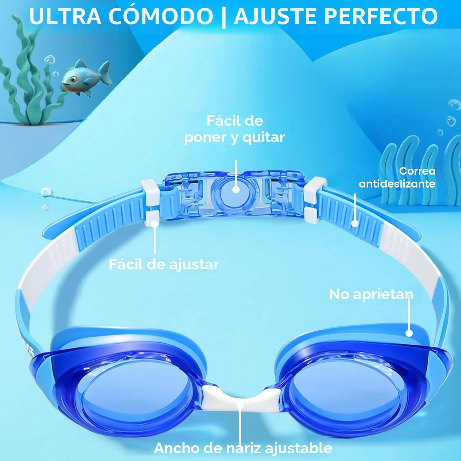 MOMUSE Gafas de natación para niños paquete 2 unidades antivaho a prueba de fugas