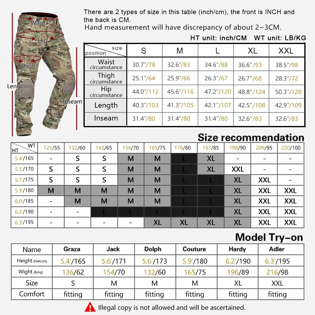 IDOGEAR Pantalones de Combate G3 Multicam con Rodilleras Tácticos Multibolsillos Ajustador Gancho
