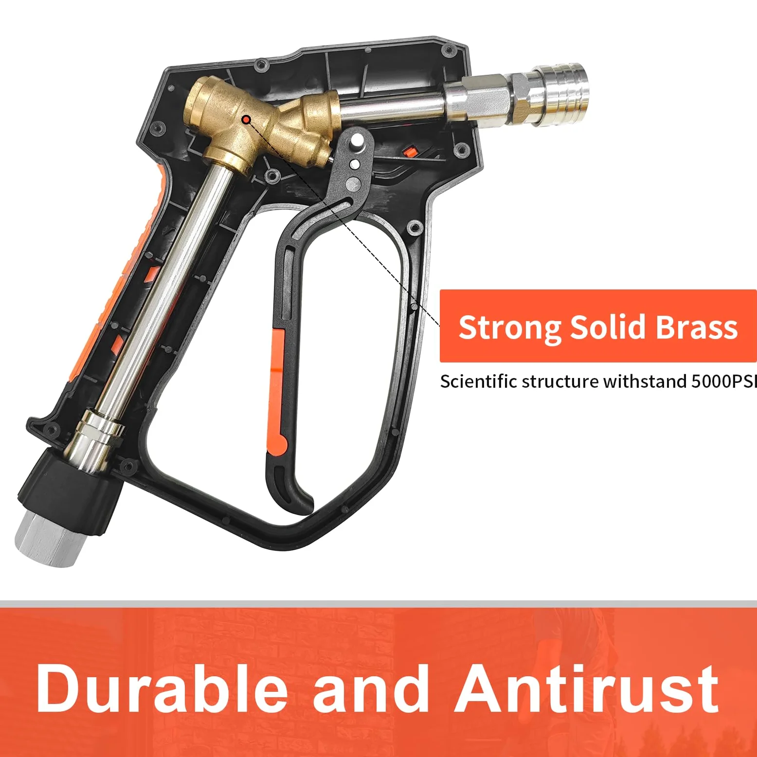 Pistola de lavado a presión, 5000 PSI/10.5 GPM con enchufe giratorio de 3/8 pulgadas y accesorios M22-14mm/15mm, 5 puntas de boquilla, adecuada para la mayoría de lavadoras a presión