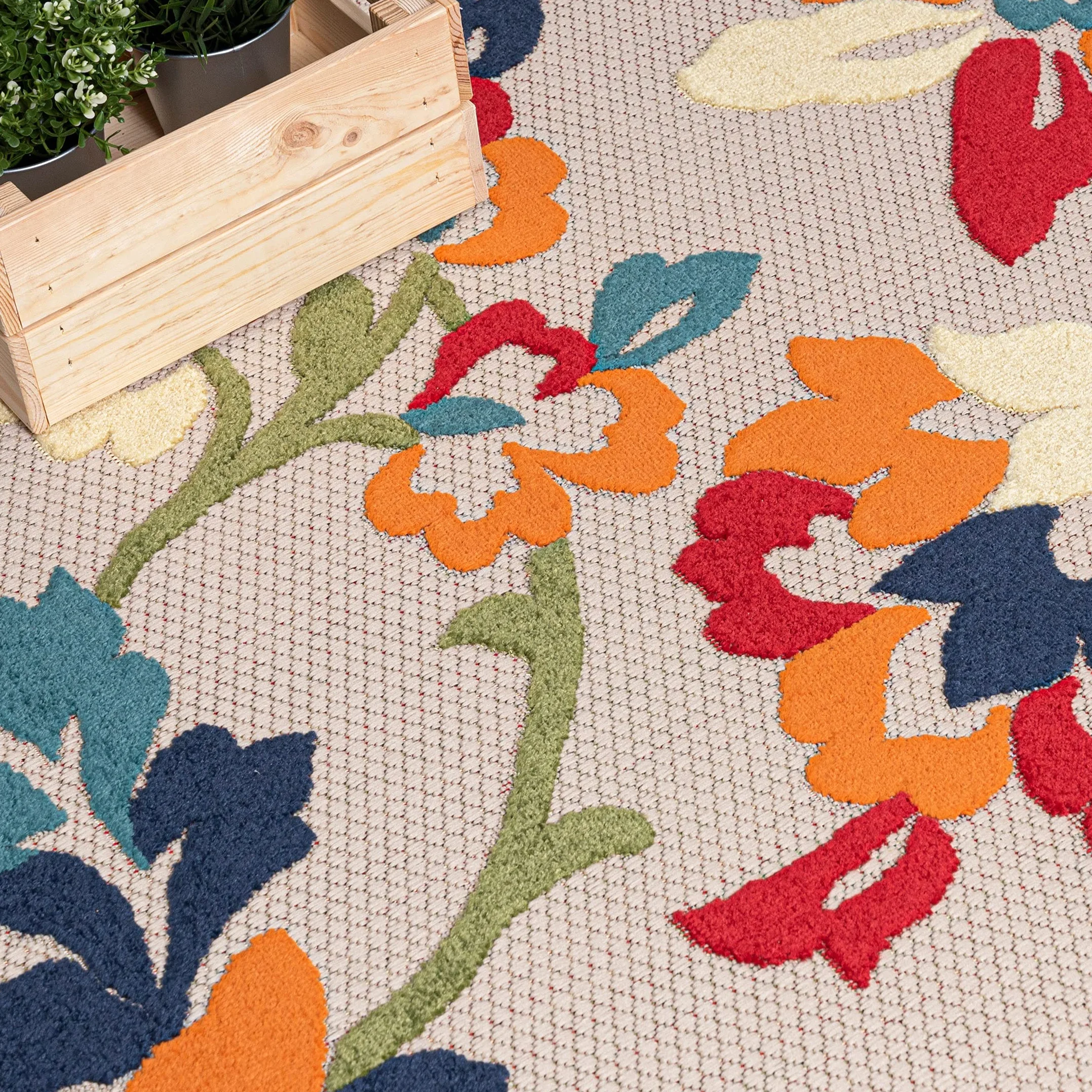 Mazovia Carpeto Rugs Alfombra - Diseño Floral Orientale de Outdoor - Impermeable Alfombra Exterior - Alfombras de Patio, Balcón y Veranda - Naranja Colorido 120x170 cm