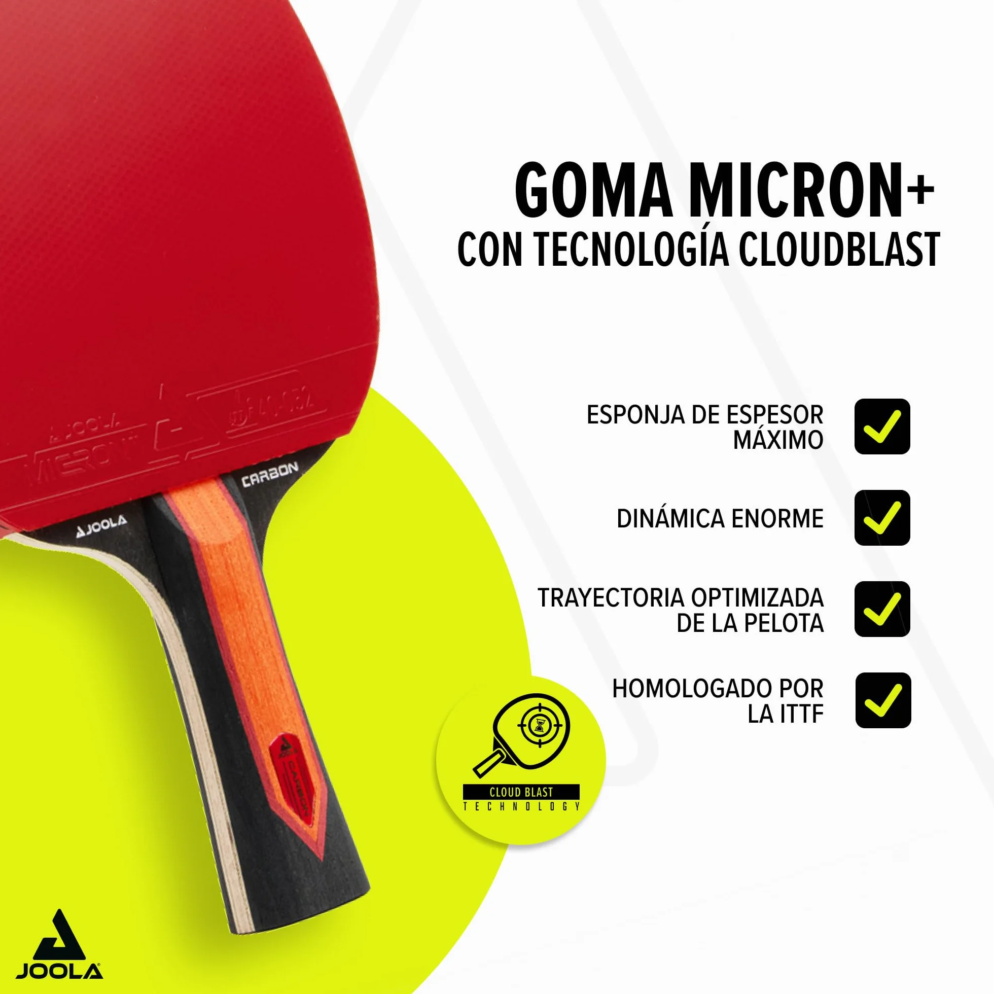 JOOLA Raqueta de ping pong Red Carbon X - Gama alta Micron+ Cloudblast