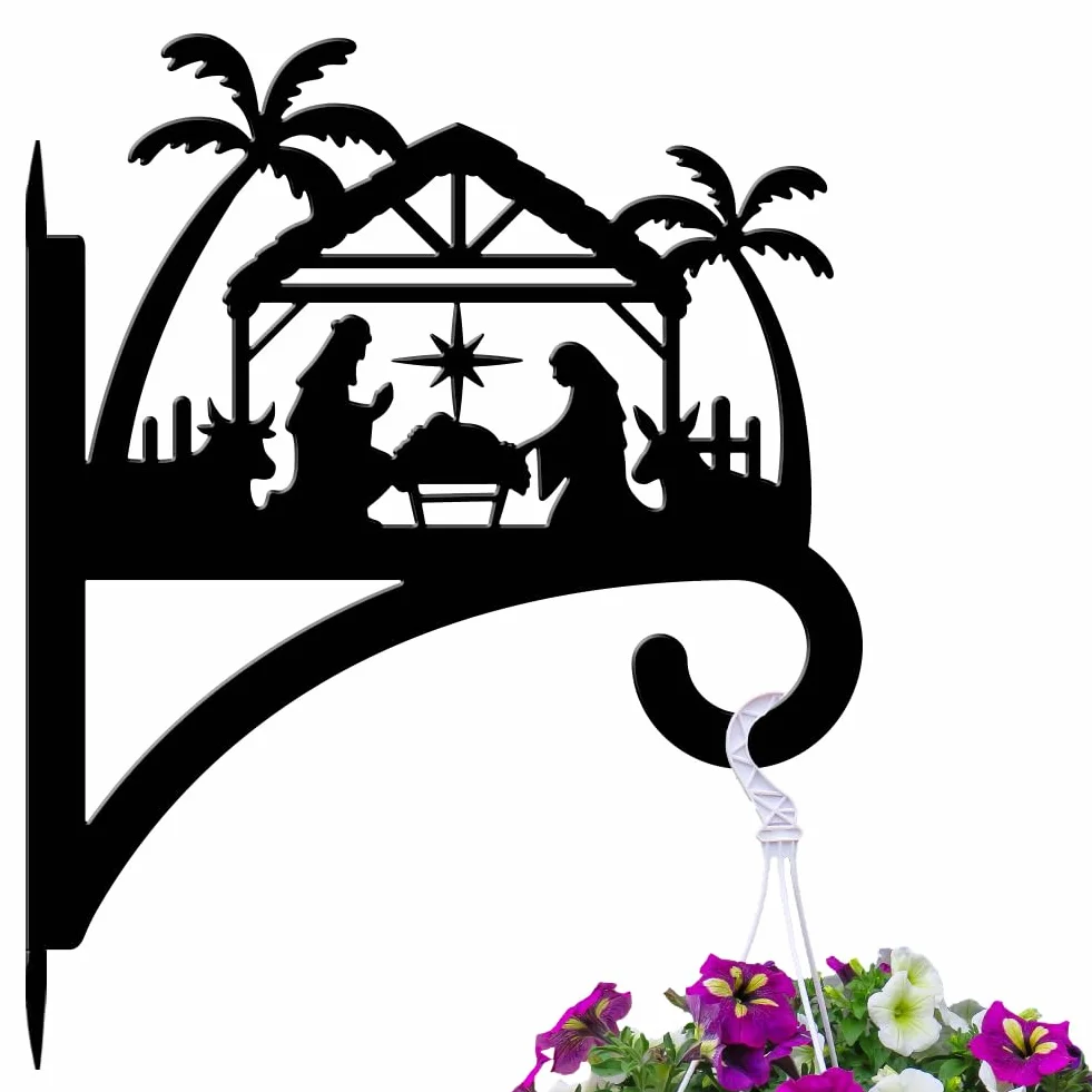 peacoblue Ganchos de hierro para plantas colgantes para exterior e interior, plantas colgantes, flores, helechos, macetas, farol, comedero de pájaros, 30cm x 37.3cm, soporte de pared de metal