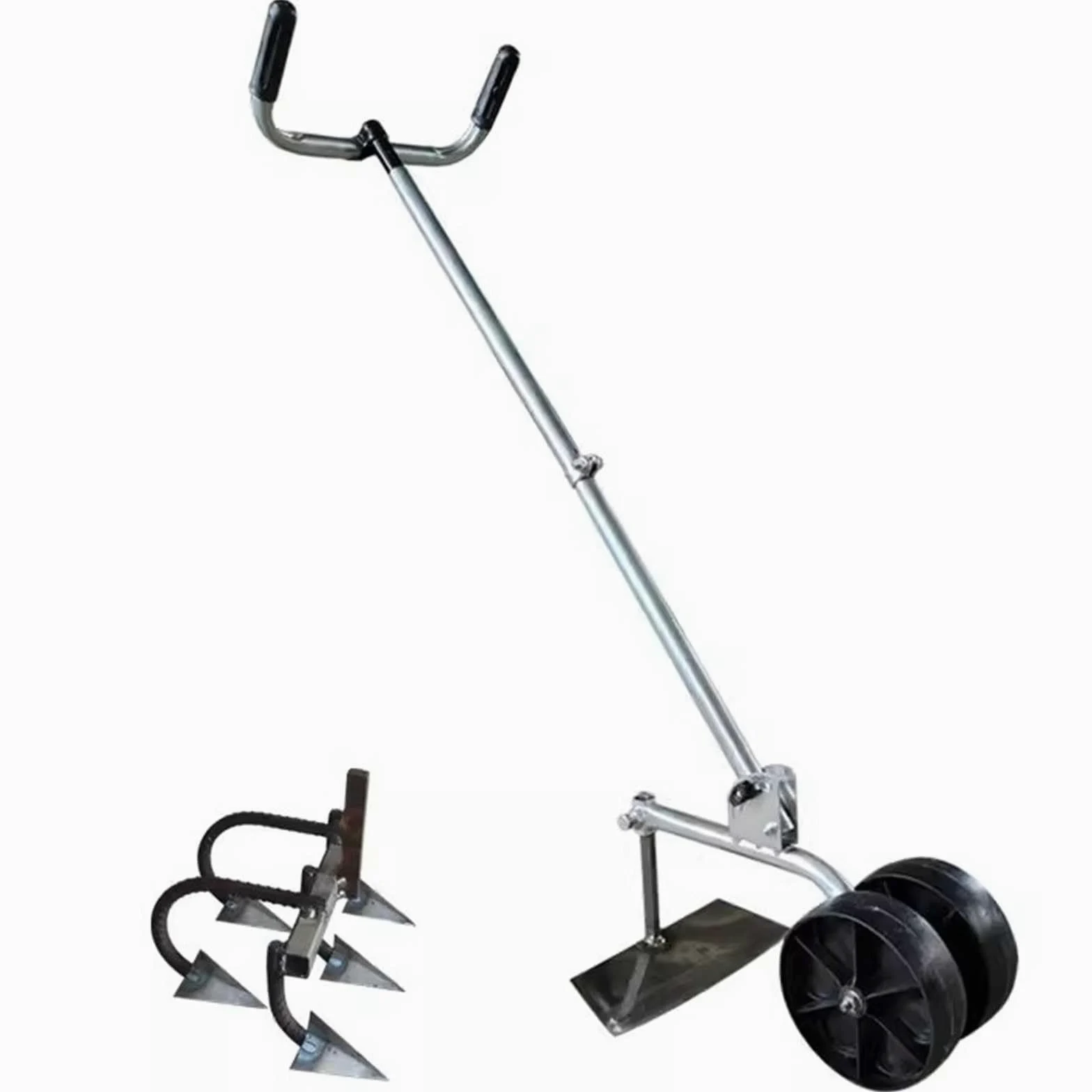 Azadas De Mano para Desherbar,JardíN-Hoe Las Malas-Hierbas con-Rodillos,Altura Ajustable Azada-Cultivador para Desherbar Y Plantar En El JardíN