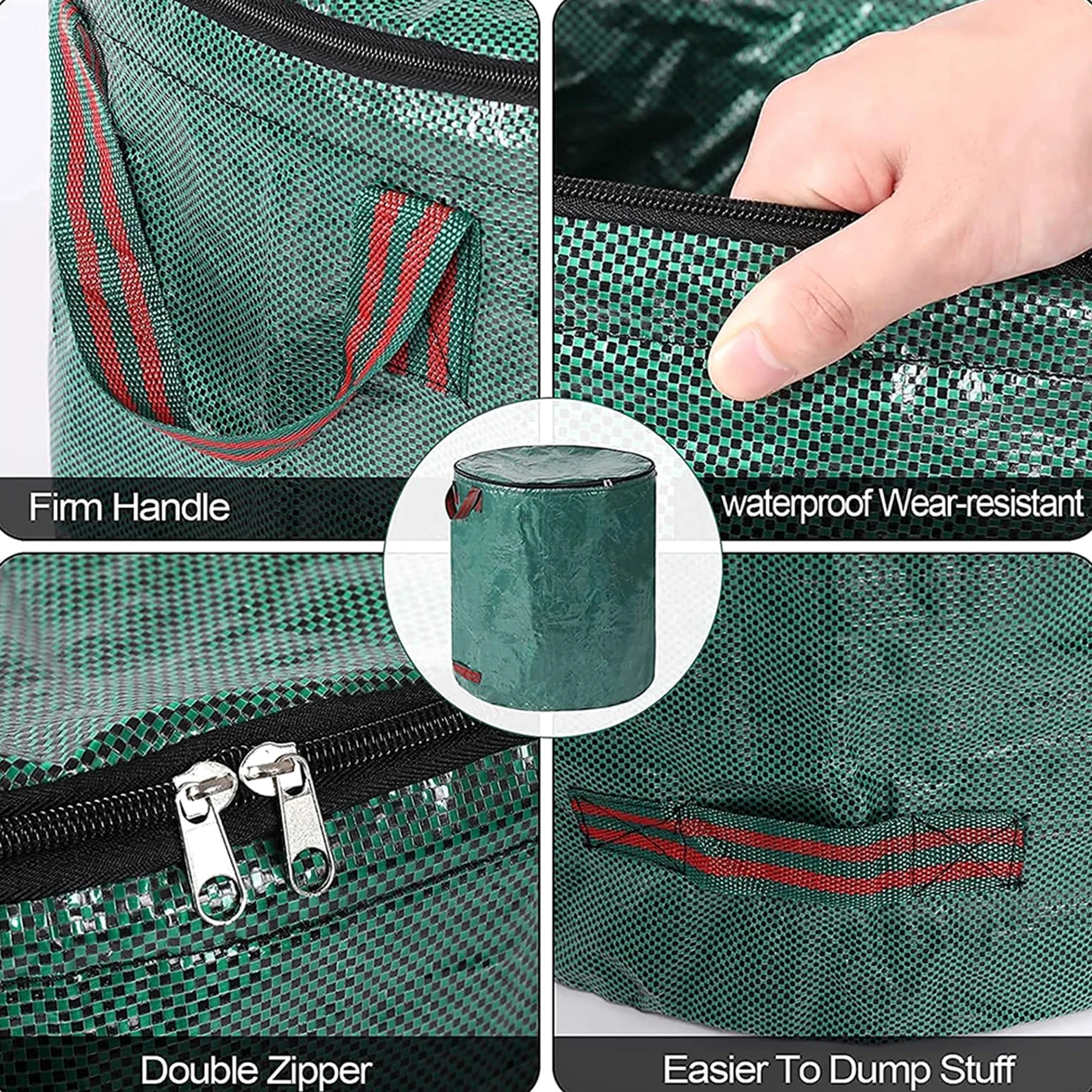 Bolsas de residuos de jardín Bolsa de residuos de alta capacidad for jardín, contenedor de recolección de residuos de hojas, bolsas de PP impermeables reutilizables multifuncionales, 1/3/5 Uds.(32 Gal