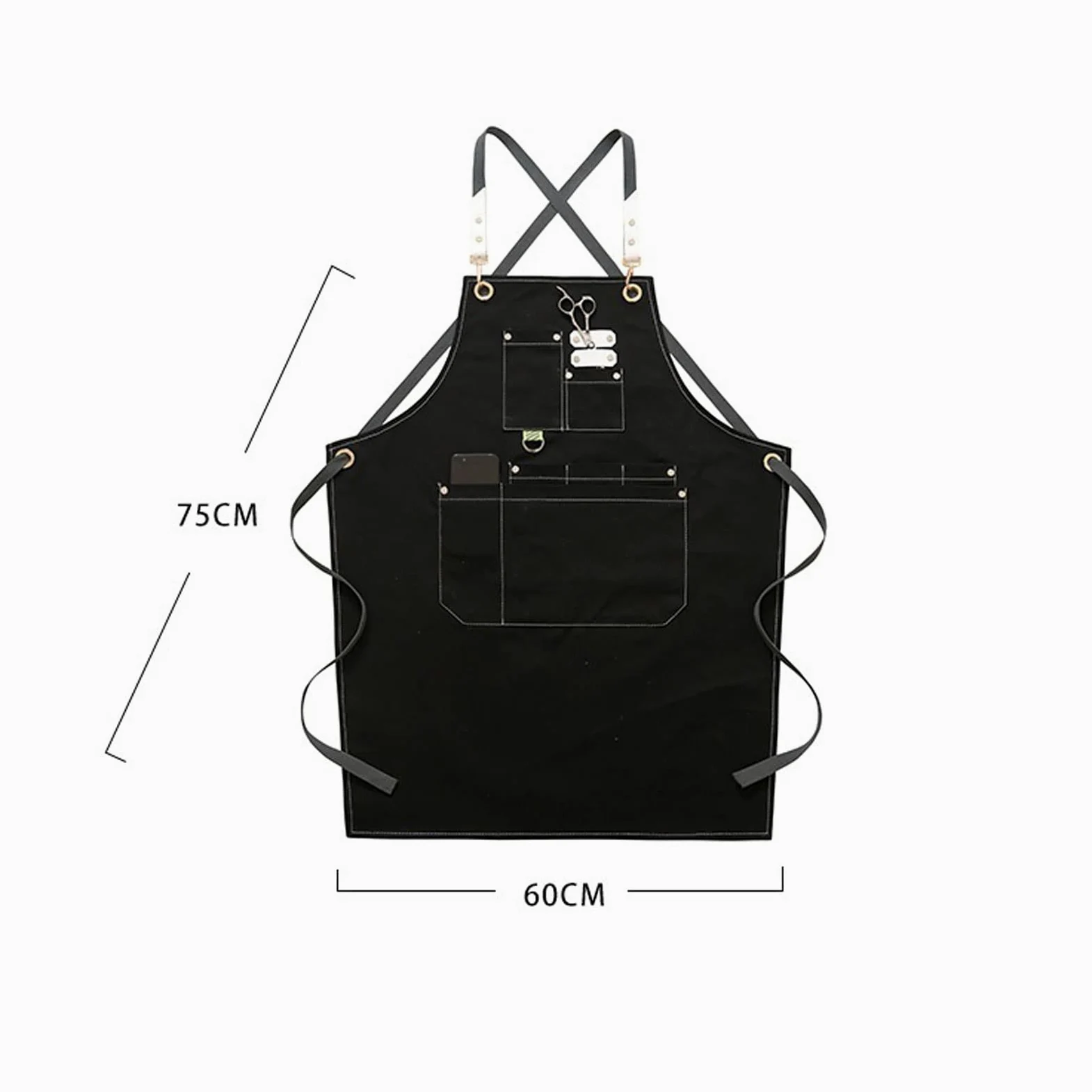 Delantal de Mezclilla para Trabajo, Ropa de Trabajo para Hombres y Mujeres, peluquería, Tienda de té, floricultura, Restaurante, Cocina y repostería (Gris)