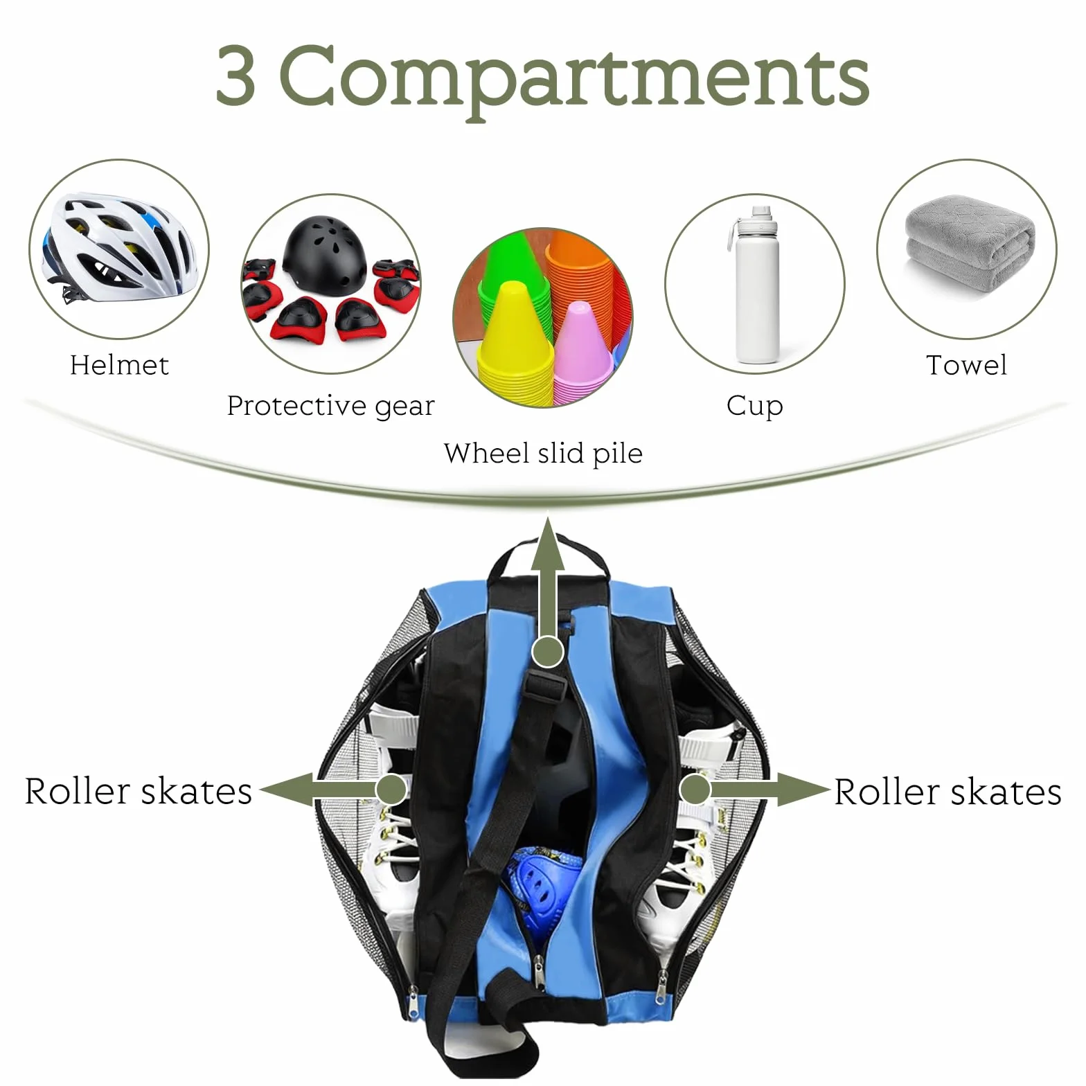 Bolsa para patines de hielo con correa ajustable para niños