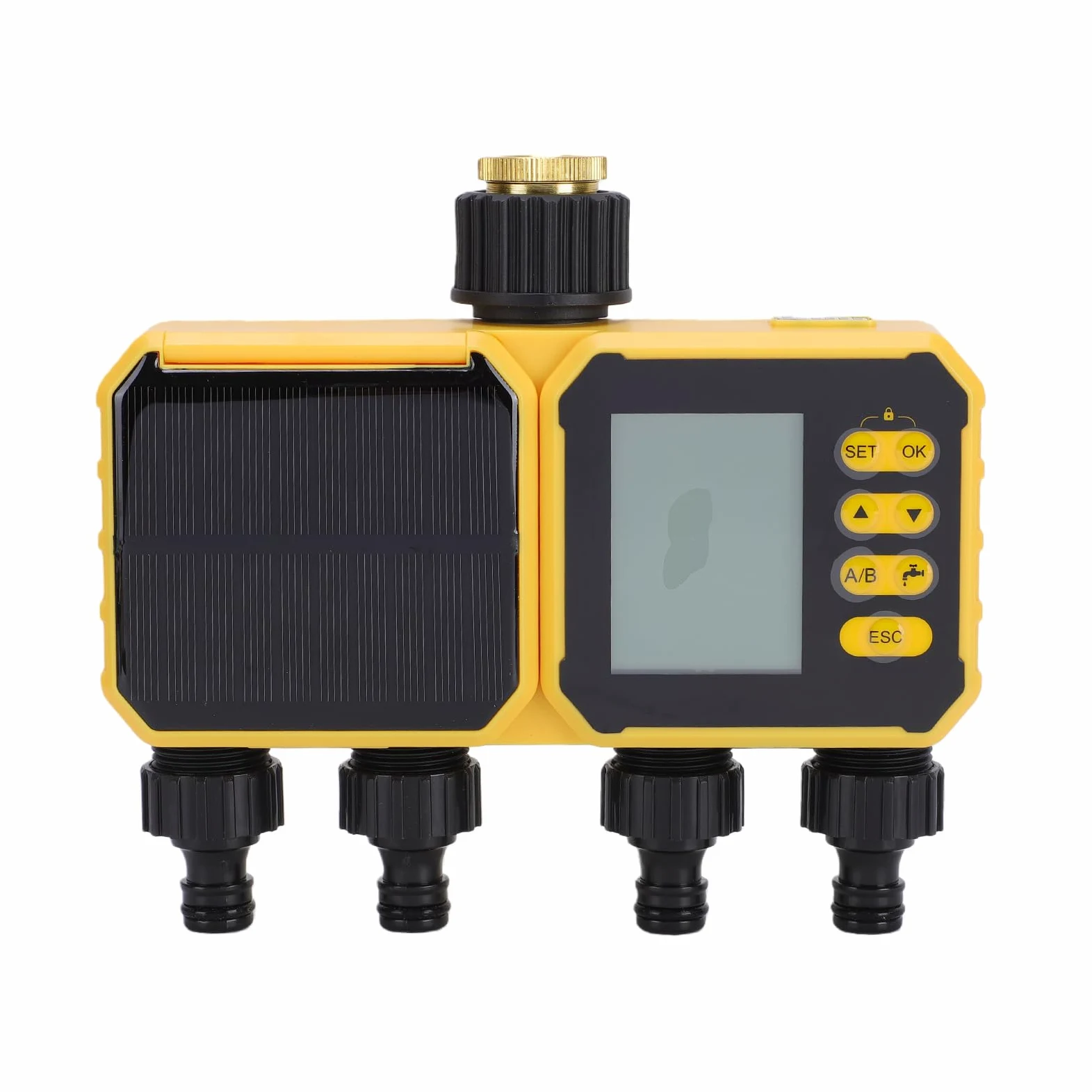 Rengue Temporizador de Manguera Inteligente, Controlador de Riego Solar con Sensor de Lluvia y Batería de 2800 MAh, Temporizador de Riego ABS IPX5 para Jardín, Césped, Invernadero, Uso por Goteo y