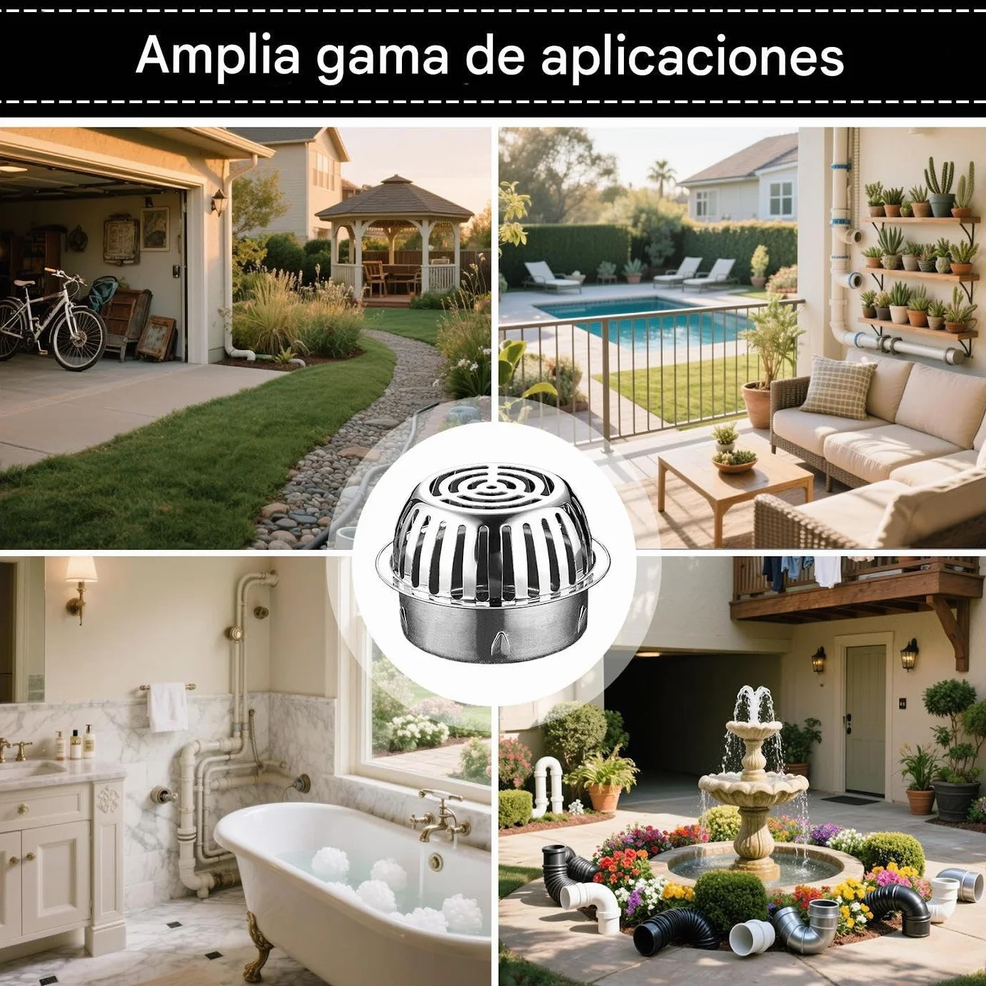 Cubierta De Drenaje para Exteriores - Rejilla para Sumideros Y Desagües De Suelo,Rejilla Cúpula Antiatascos Acero Inoxidable para Baño Jardín Sótano