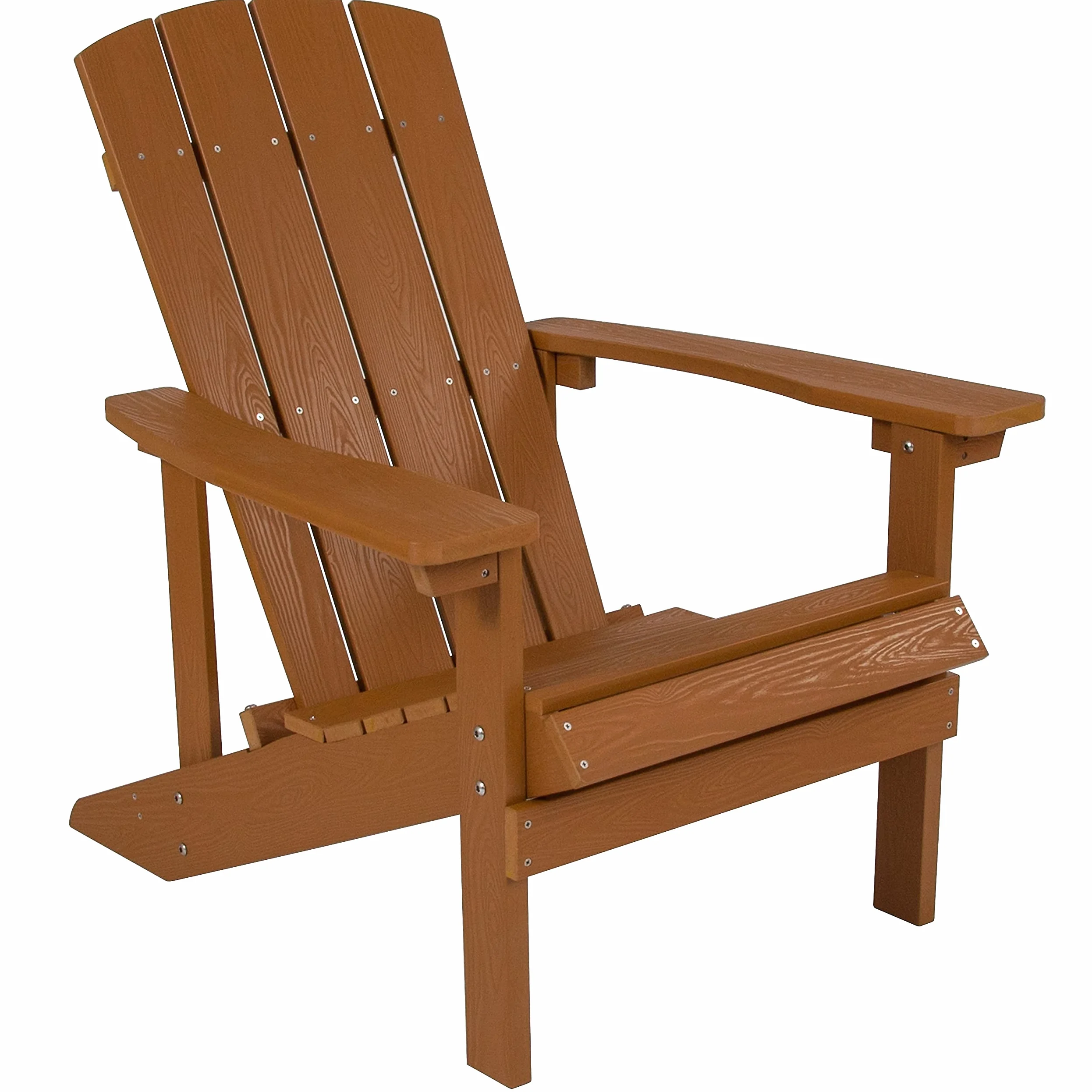 Flash Furniture, Silla Adirondack Comercial de Madera de Resina poliéster Resistente a la Intemperie en teka