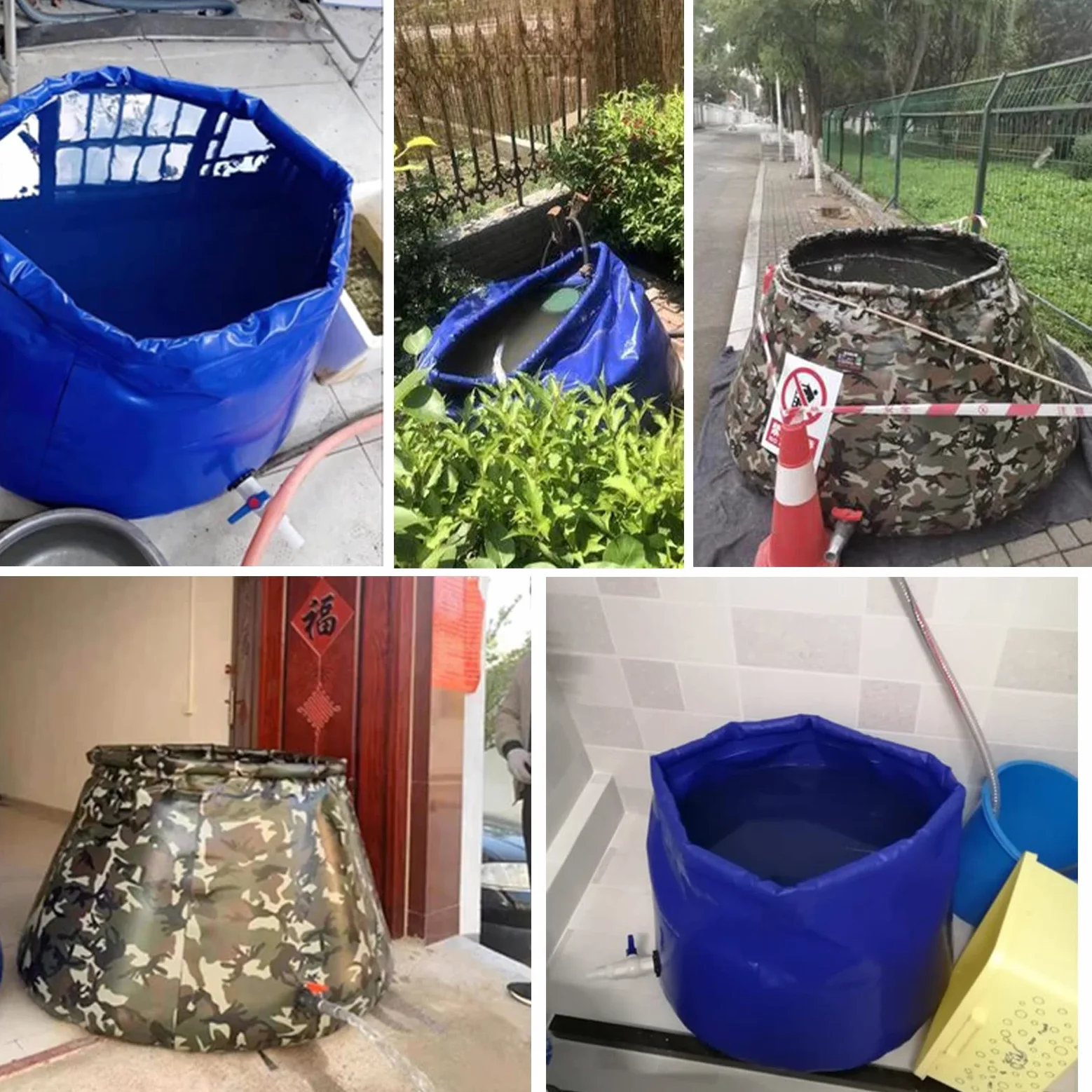 Bolsa de almacenamiento de agua al aire libre, colector de agua de lluvia de gran capacidad para jardinería, solución de agua potable de emergencia