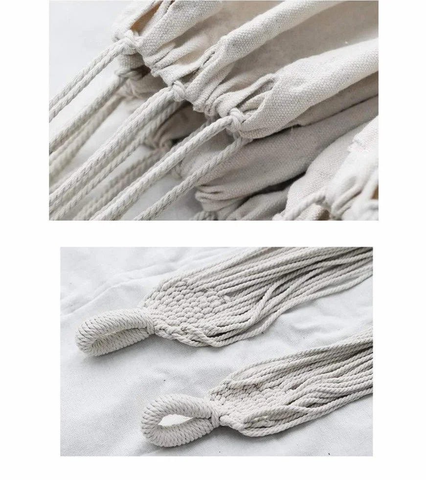 Hamac de Jardin Hamaca Colgante Doble de Algodón con Flecos para Colgar en la Playa o en el Patio Exterior Hamaca Bbrasileña (Crudo, 240cm*150cm,MAX Load 450lbs 50)