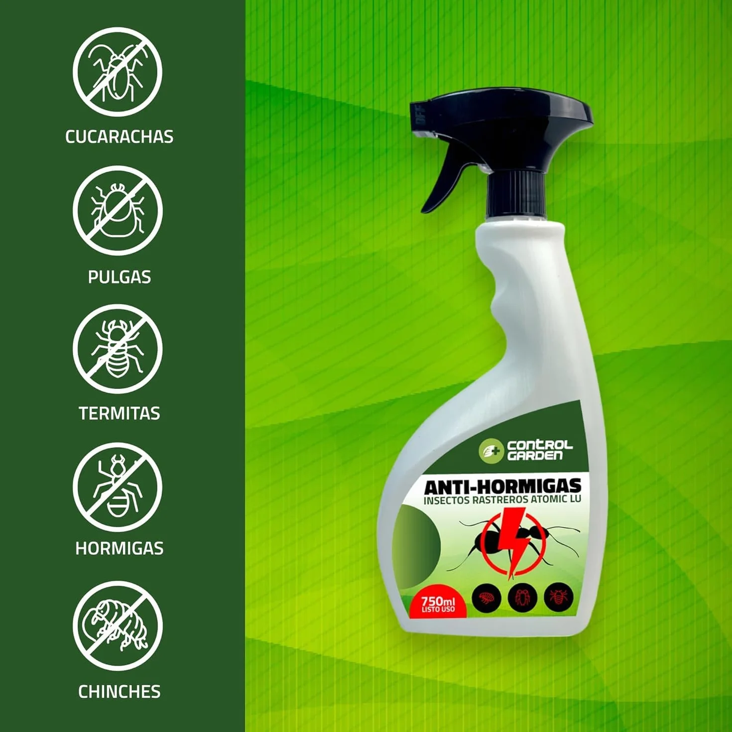 CONTROL GARDEN Pack AntiHormigas Talquera 600 GR + Spray 750 ML | Solución Definitiva Elimina Hormigas, Hormigueros y Colonias | Apto Interior y Exterior | Chinches, Cucarachas e Insectos Rastreros