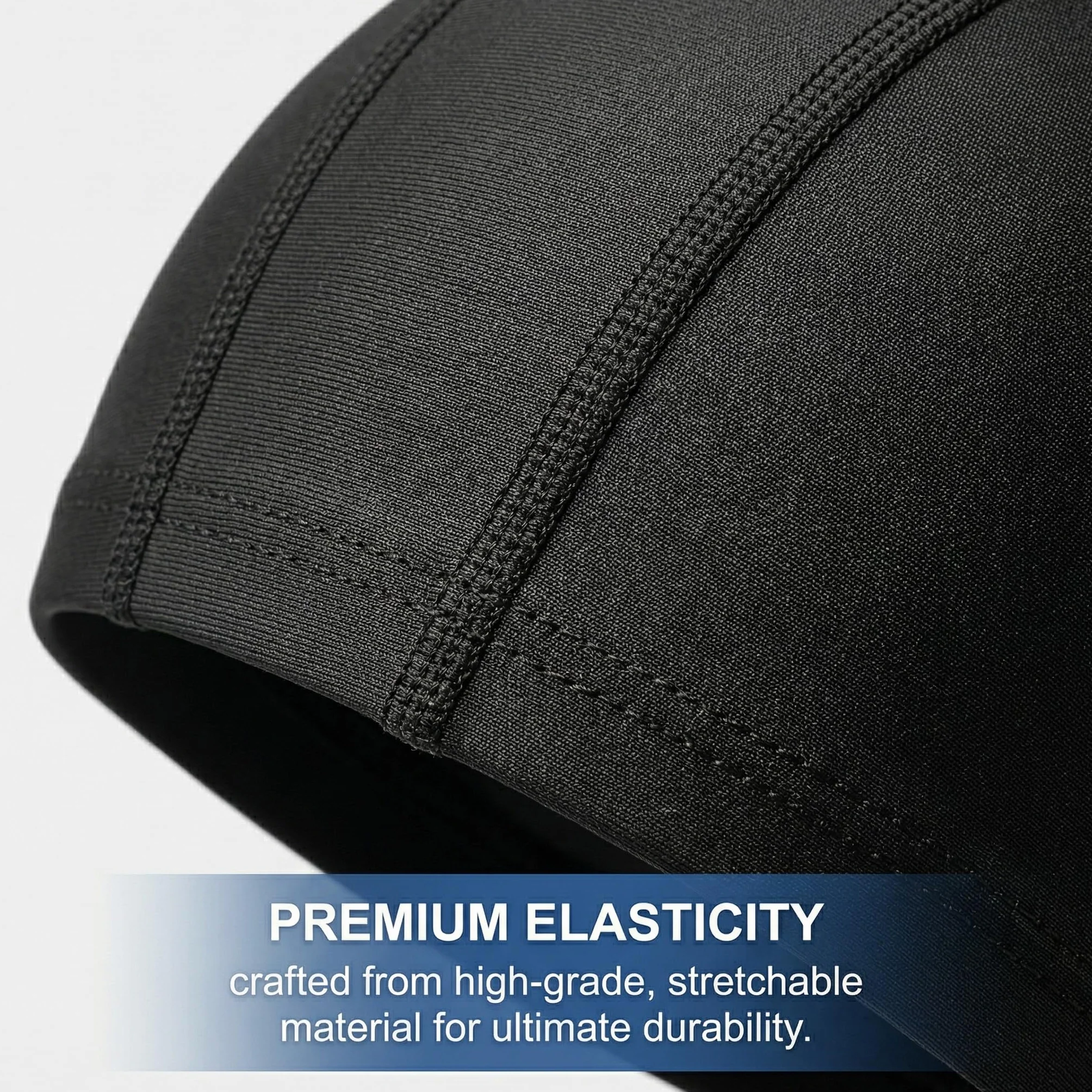 Gorros de piscina elásticos resistentes al agua para mujer y hombre, cabello largo, natación, azul + negro